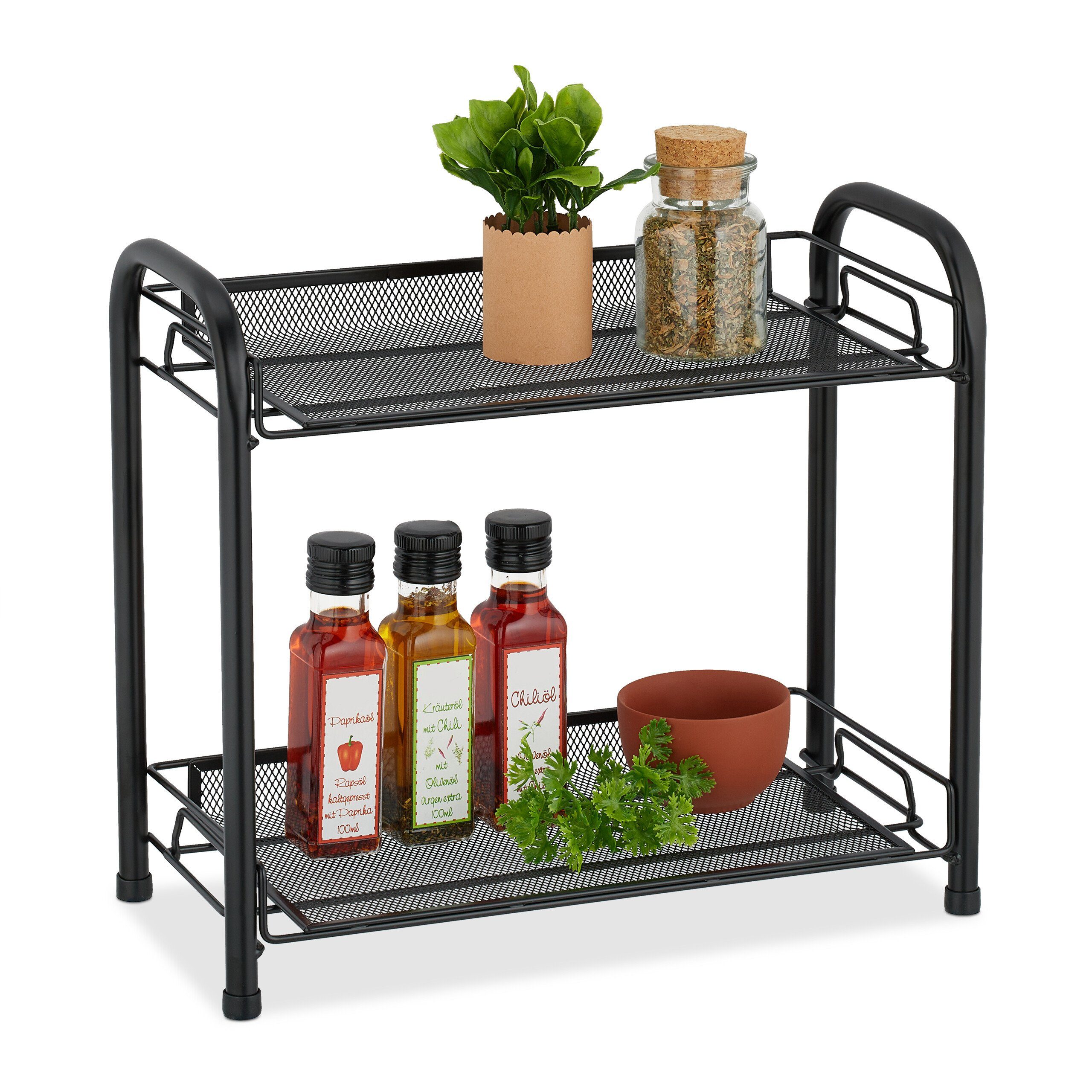relaxdays Gewürzregal aus Metall, schwarz günstig online kaufen