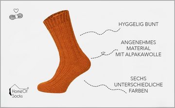 HomeOfSocks Socken Bunte Socken mit Umschlag mit Wolle und Alpakawolle Strapazierfähige und warme Socken mit 40% Wollanteil und Alpakawolle