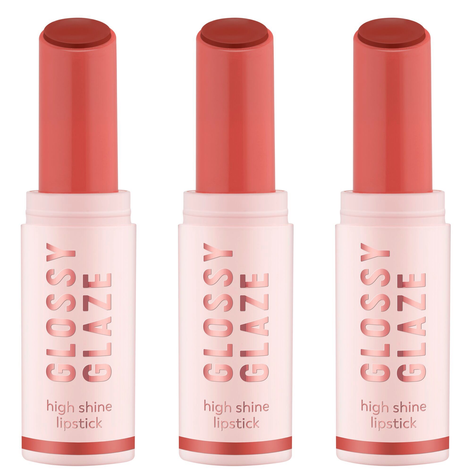 Essence Lippenstift GLOSSY GLAZE high shine lipstick, 3-tlg., 3-tlg., hochglänzend, hohe Deckkraft