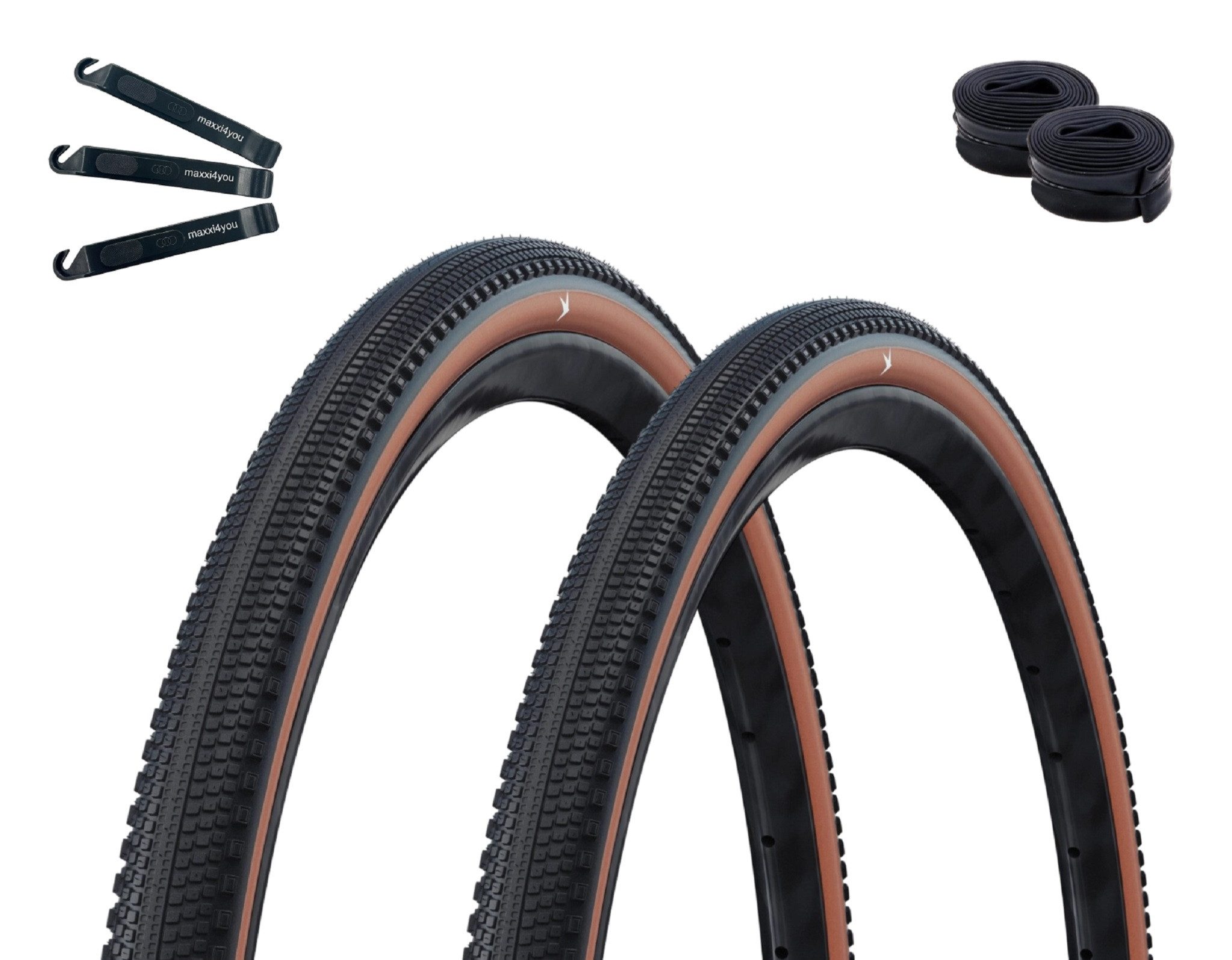 Fahrradreifen 2 x Schwalbe G-One Comp Schwarz/Bronze 40-622 + 2 x SV17L 60mm inkl RH