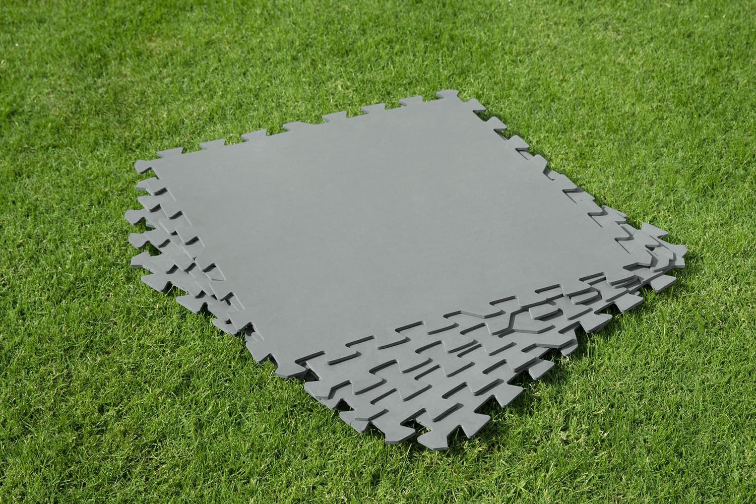 Bestway Pool-Bodenschutzfliese Flowclear Pool-Bodenschutzfliesen 9 Stück á 50 x 50 cm, Grau, ideal zum Schutz des Poolbodens und des Rasens