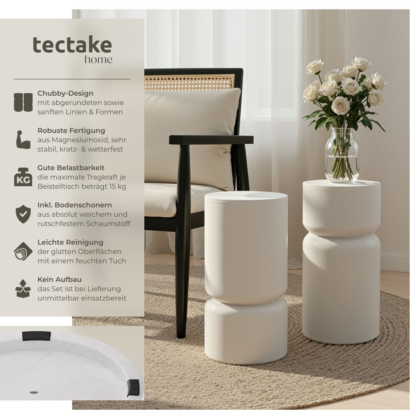 tectake Beistelltisch 2er Set Beistelltisch (1-St., 2 tlg), 2er Set moderne Beistelltische