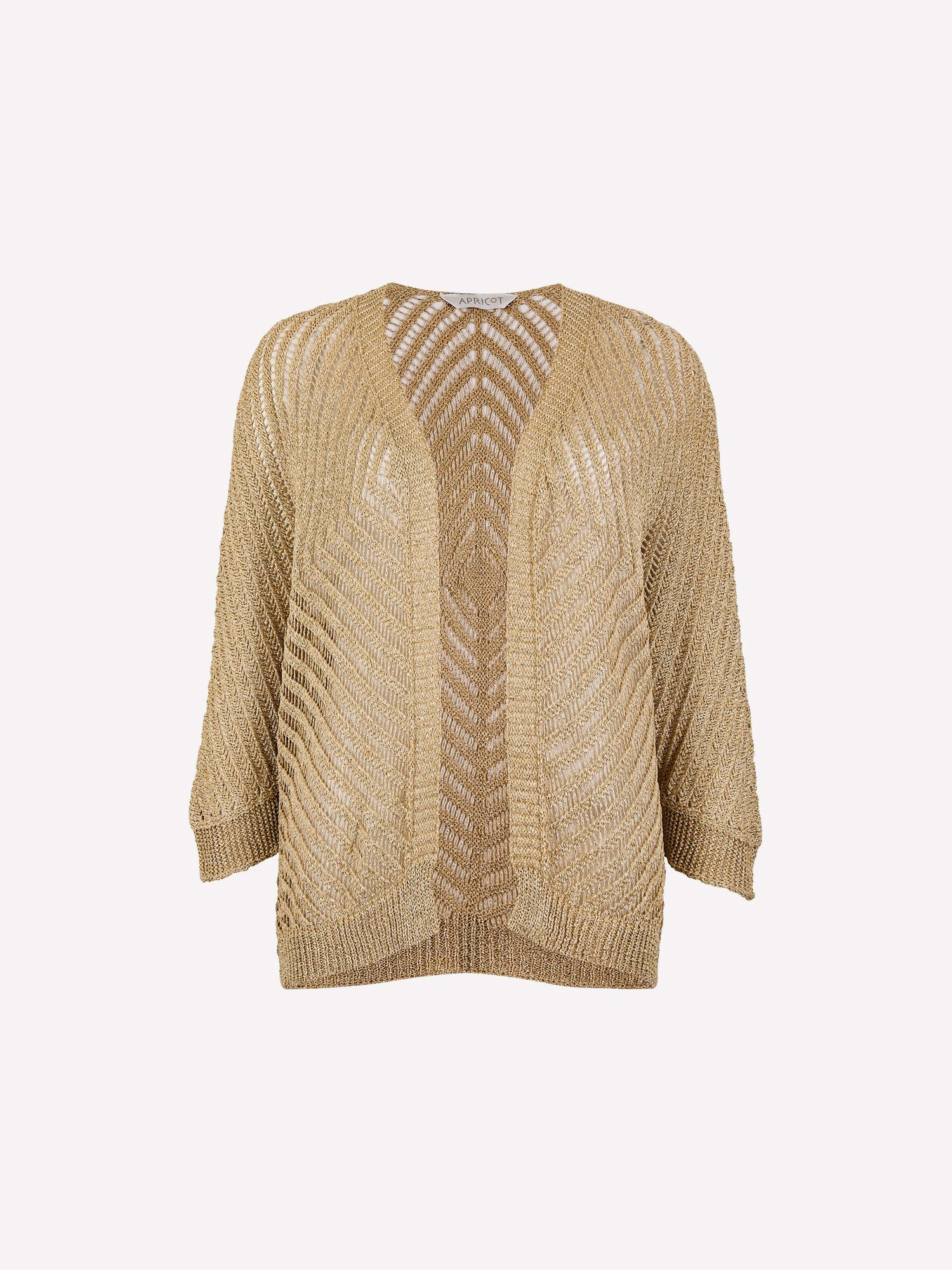 Cardigan Goldfarbener, schimmernder Strick-Cardigan