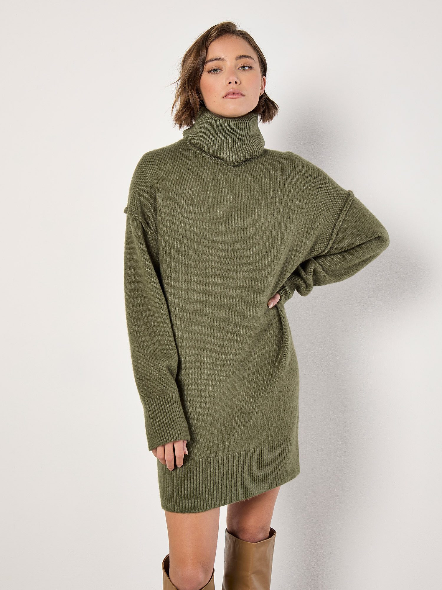 Apricot Strickkleid Pullover-Minikleid mit offener Naht günstig online kaufen