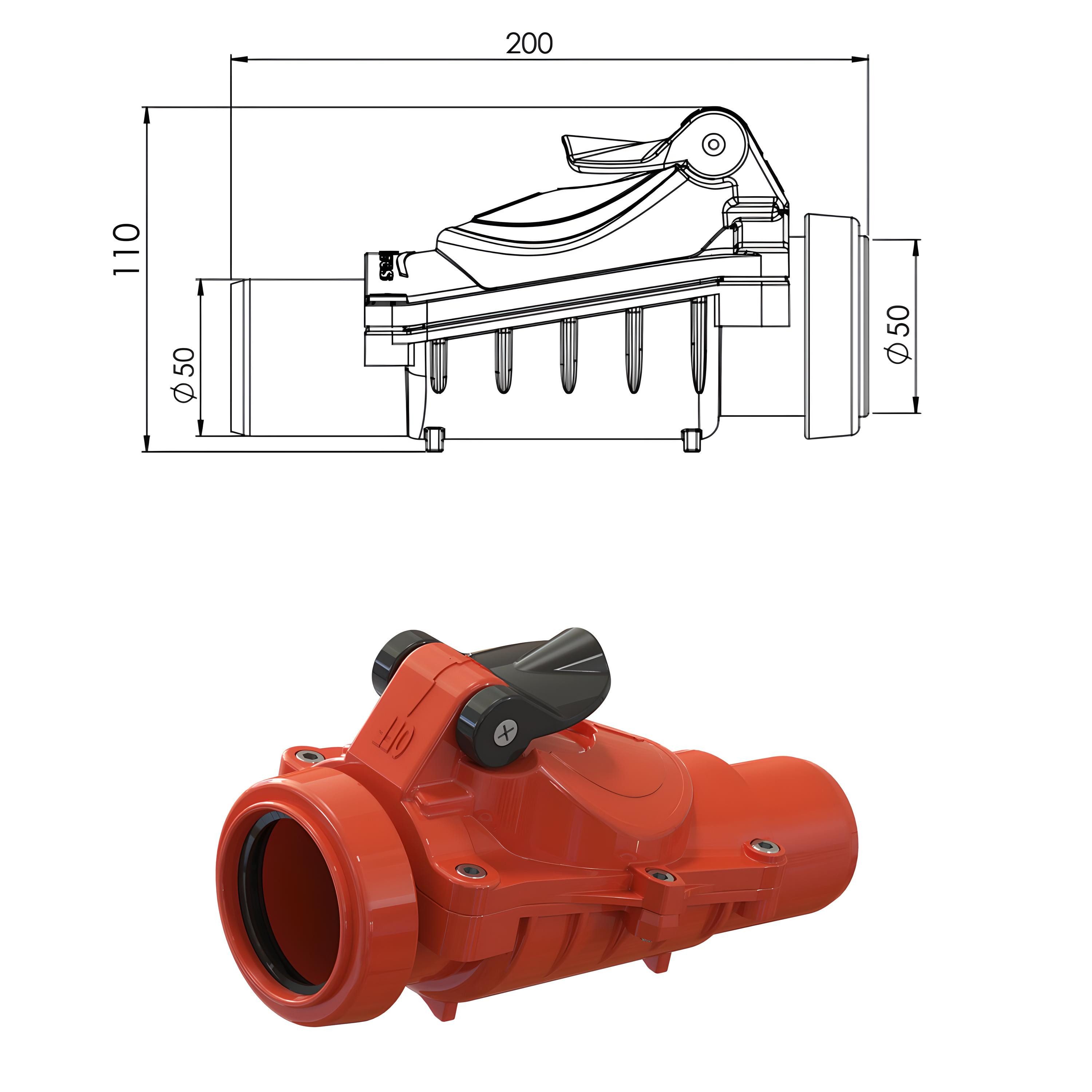 Uzman Ablaufgarnitur Rückstauverschluss Ø DN50/DN75 senkrecht und waagerech günstig online kaufen