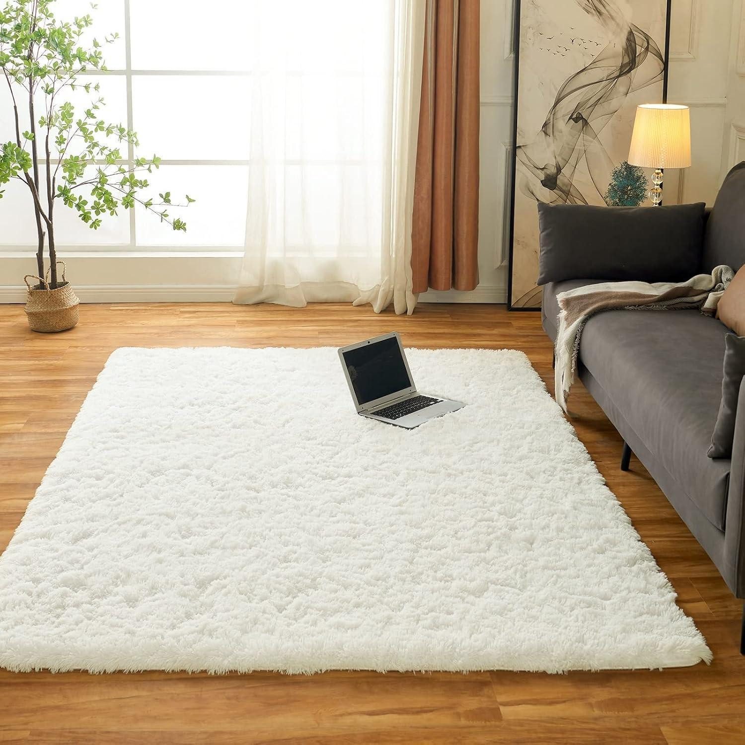 LuxusKollektion Hochflor-Teppich Flauschiger Teppich Creme 90x160cm