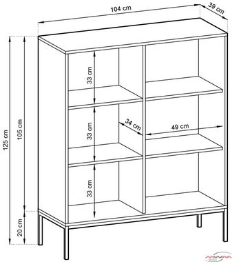 MOEBLO Kommode Light K104 (Zweitürige Kommode Elegante für Ihr Wohnzimmer), (HxBxT):83x104x39cm