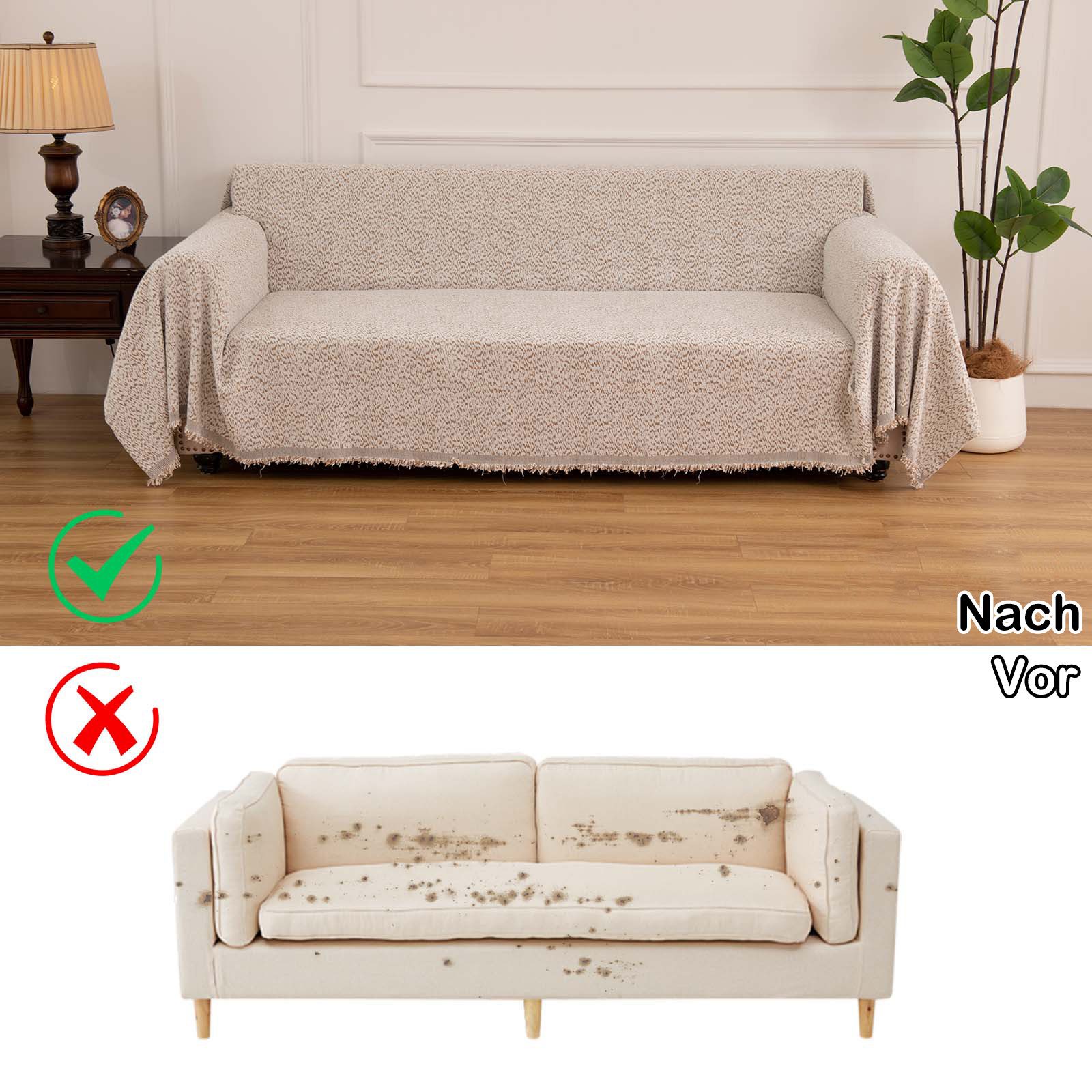 BTTO Ecksofahusse Sofadecke Chenille L Form,Sofa Überzug Überwurfdecke mit Geometrisch, 1/2 Stück,Tagesdecke