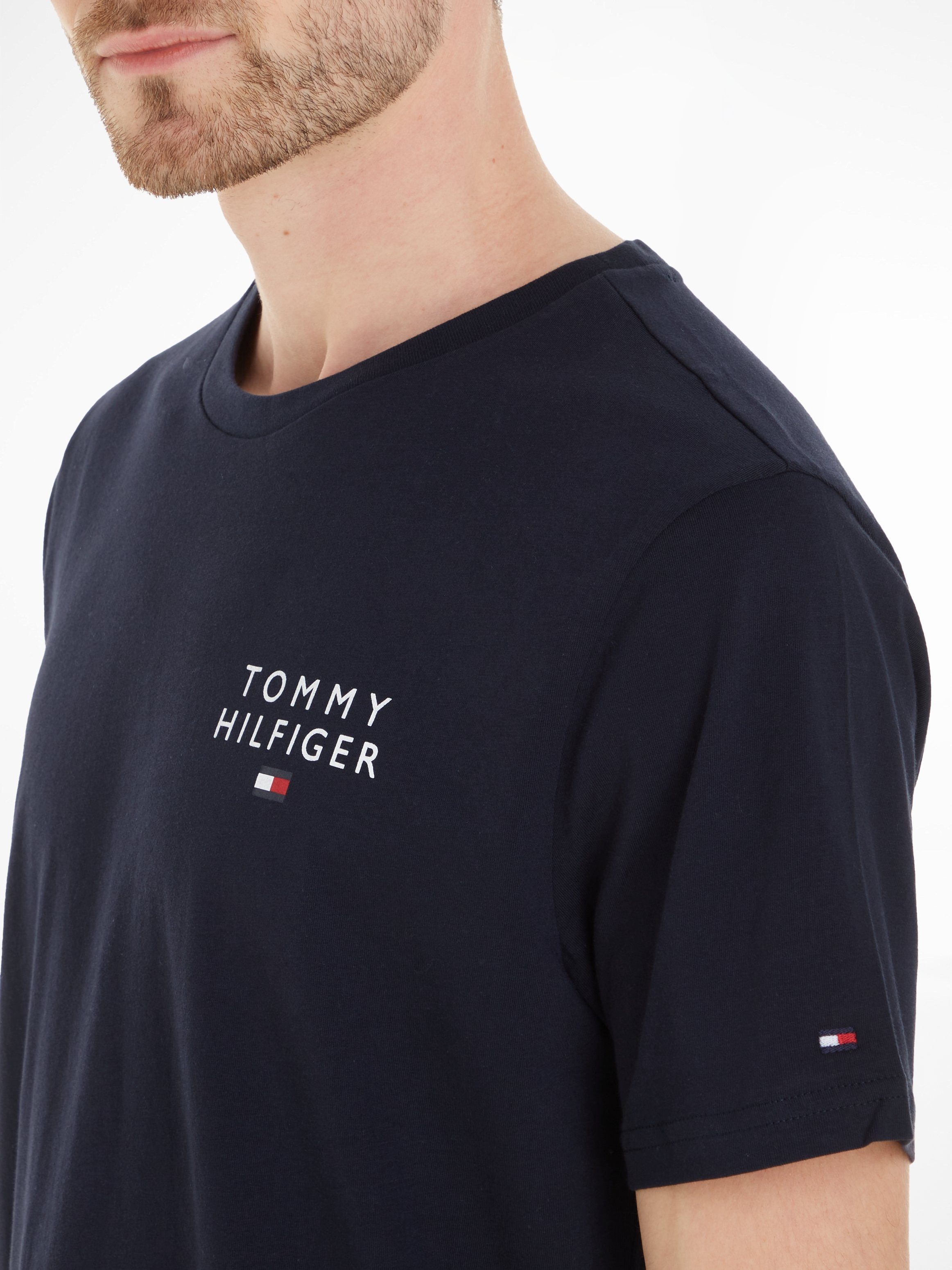 Desert-Sky-(dunkelblau) SS Underwear Hilfiger Markenlogo-Druck Tommy T-Shirt Hilfiger TEE mit CN Tommy LOGO