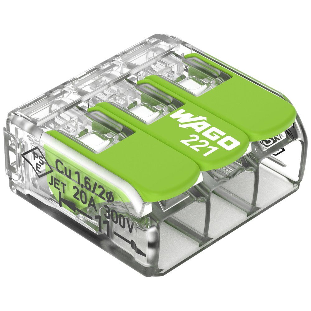 Verbindungsklemme WAGO 221-423 221 Verbindungsklemme flexibel: 0.14-4 mm² starr: 0.2-4 m