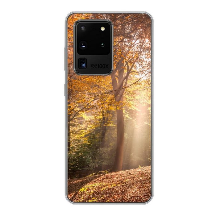 MuchoWow Handyhülle Herbst - Licht - Wald Phone Case Handyhülle Samsung Galaxy S20 Ultra Silikon Schutzhülle