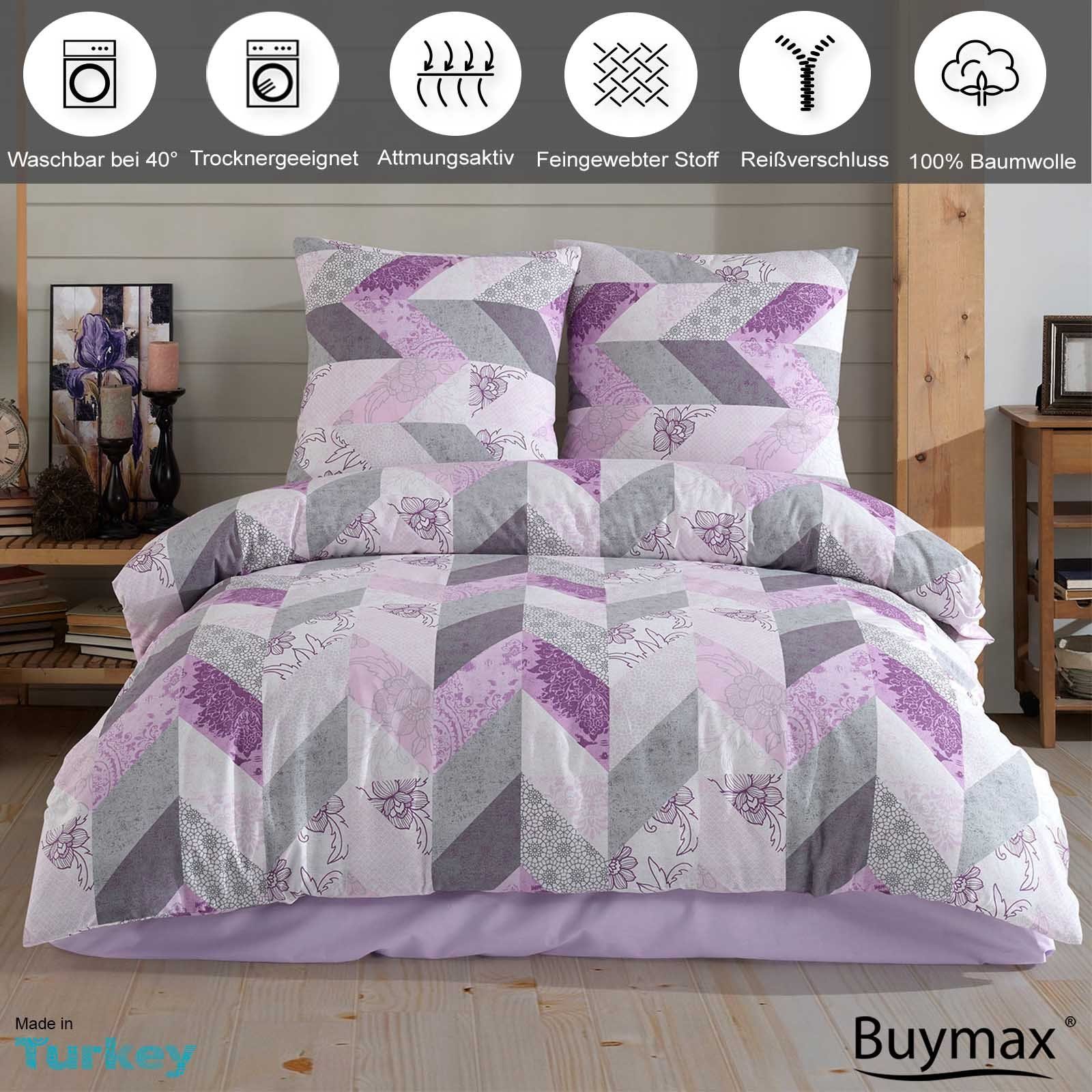 Buymax Bettwäsche Eldora, Renforcé: 100% Baumwolle, 2 teilig, 155x220 cm Ki günstig online kaufen