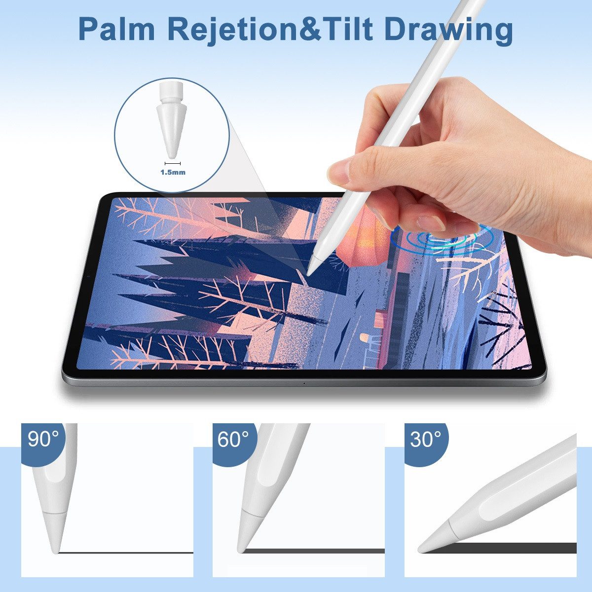 Kevin Frotscher (FroShop) Eingabestift Stylus Pencil für Apple iPad Air 4/5/6 10.9/11" Generation (Bluetooth Eingabestift + 2 Spitzen) Pro 11" 2/3 12.9" 3 - 7. Gen., iPad 10.2", Stift