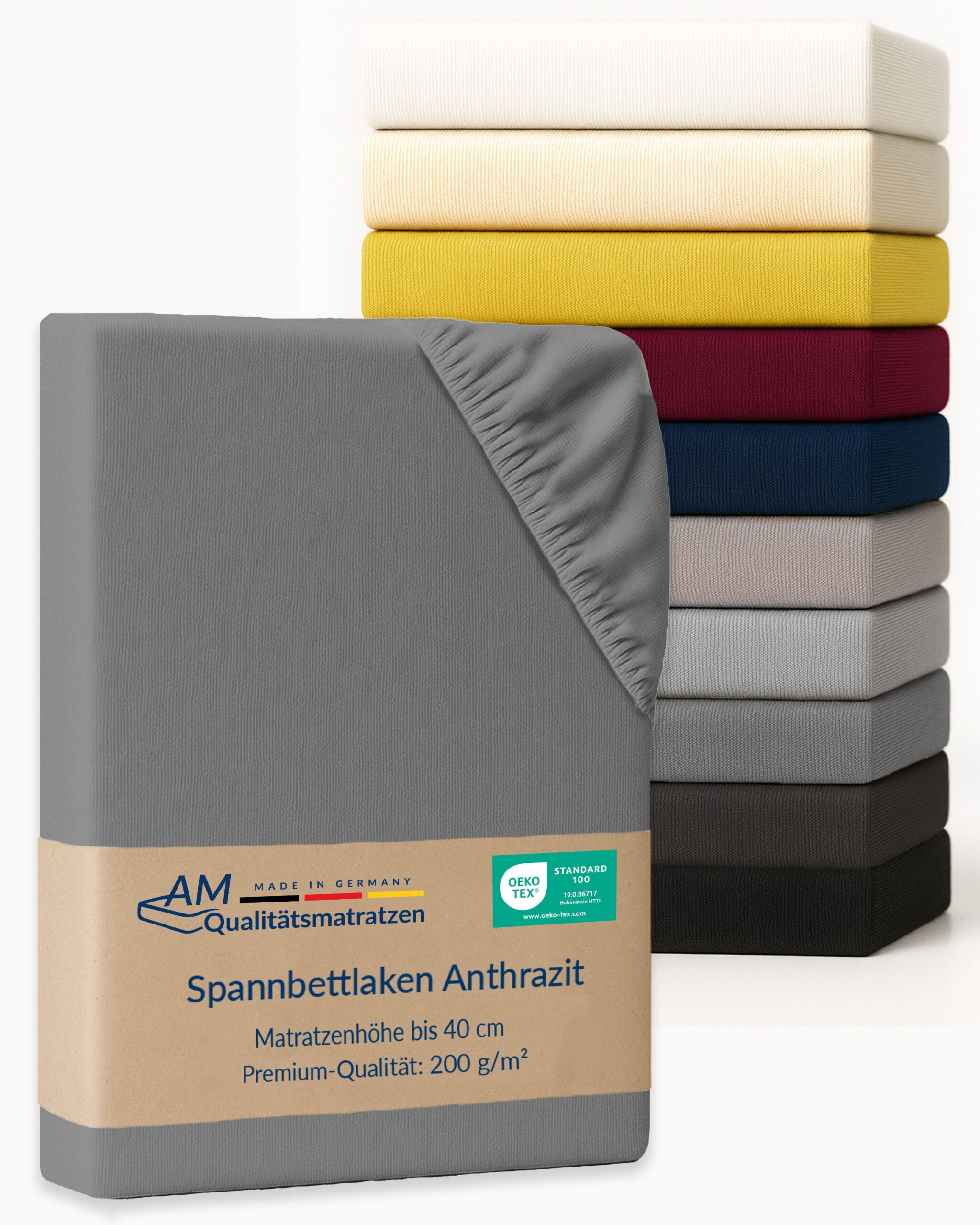 AM Qualitätsmatratzen Spannbettlaken Baumwolle in anthrazit, günstig online kaufen