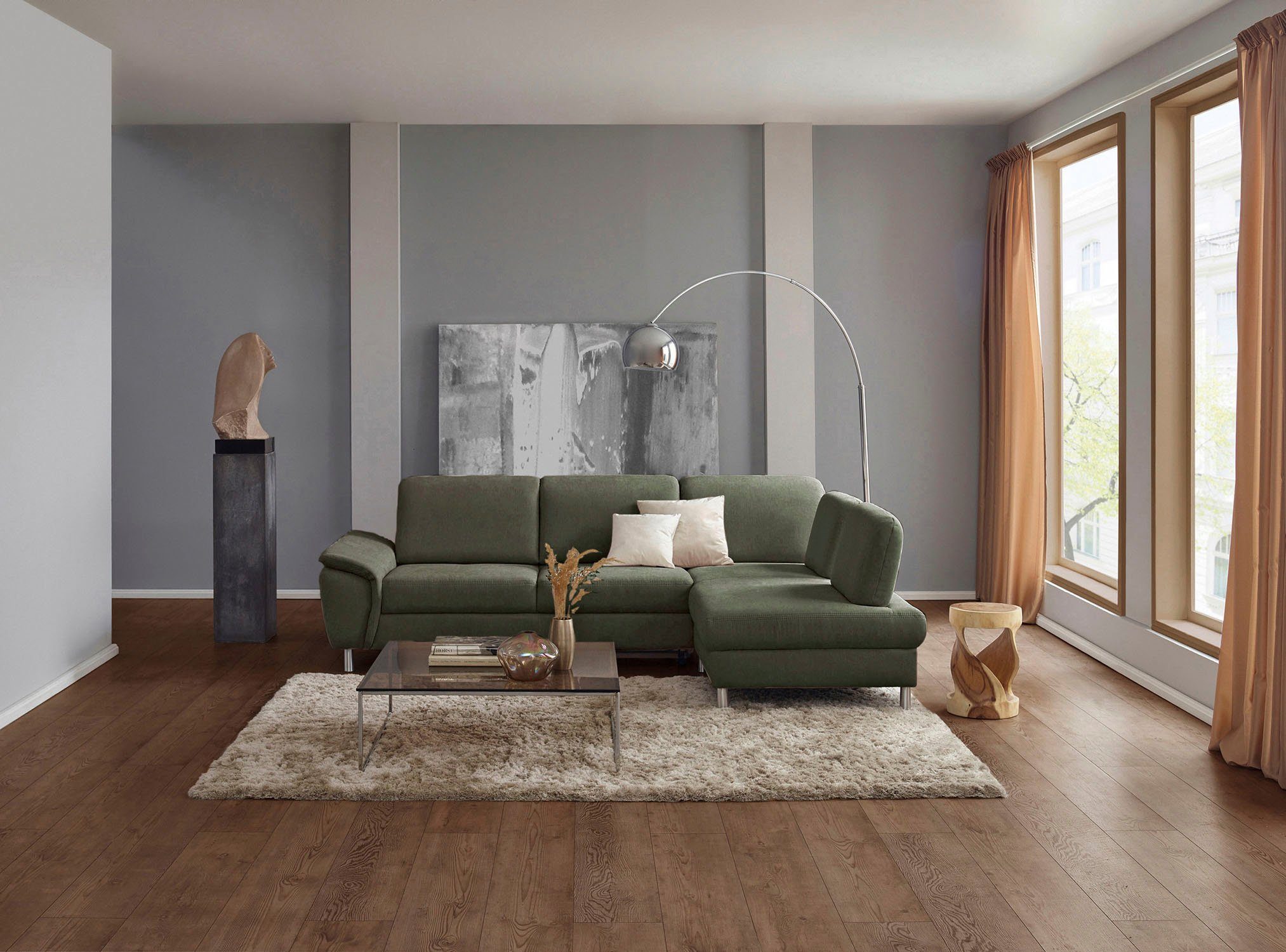 CALIZZA INTERIORS Ecksofa Jade, Sitztiefenverstellung, Bettfunktion Kopfteilverstellung wahlweise und