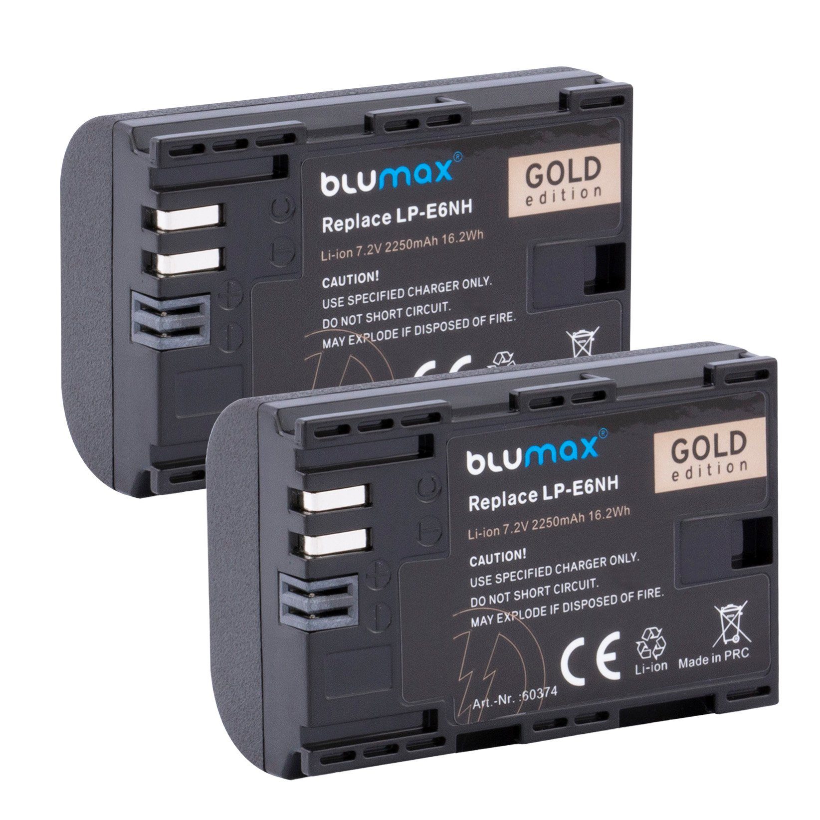 Blumax 2x LP-E6N EOS R5 R6 Mark II 80D IV 2250 mAh Kamera-Akku