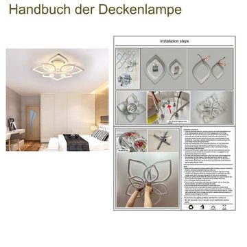 LETGOSPT LED Deckenleuchte Wohnzimmer Moderne Deckenlampe 80W Dimmbar