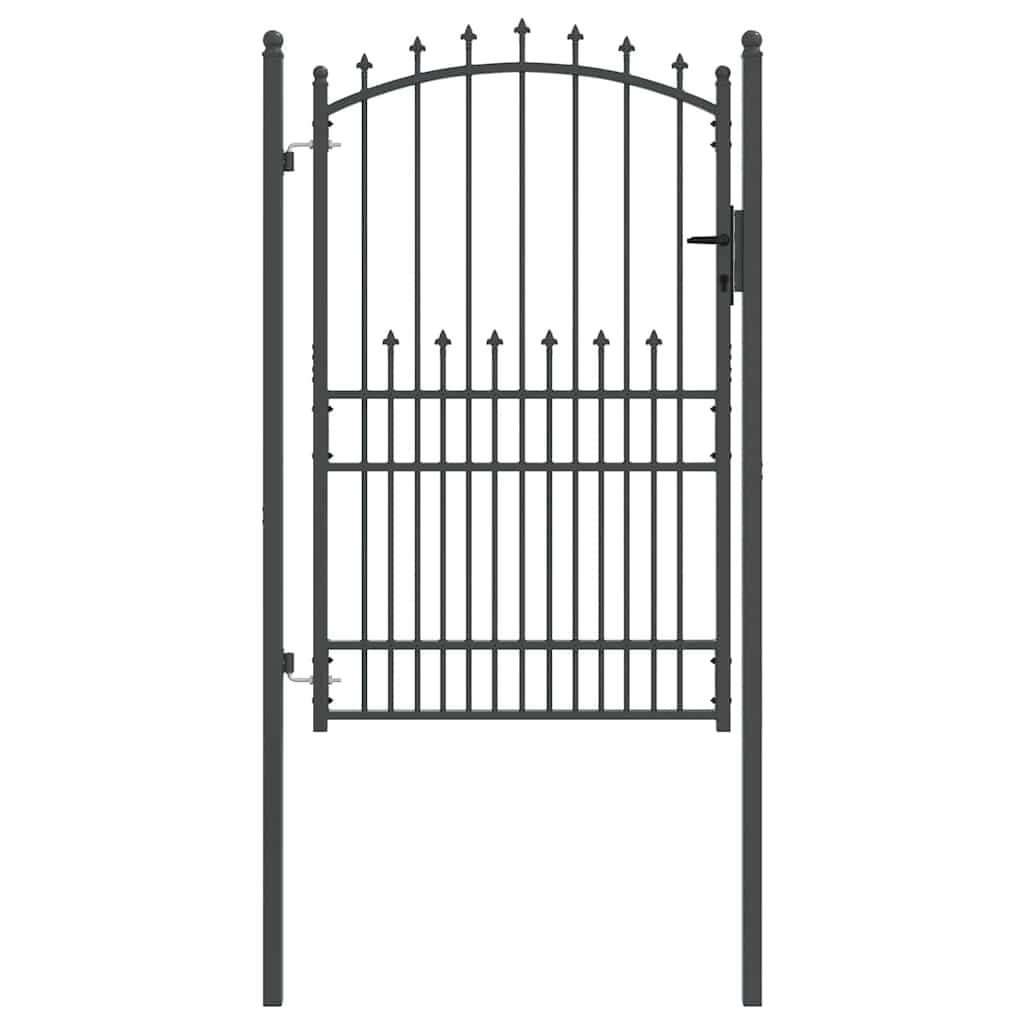 vidaXL Gartentor Zauntor mit Spitzen Grau 200 x 100 cm Pulverbeschichteter Stahl