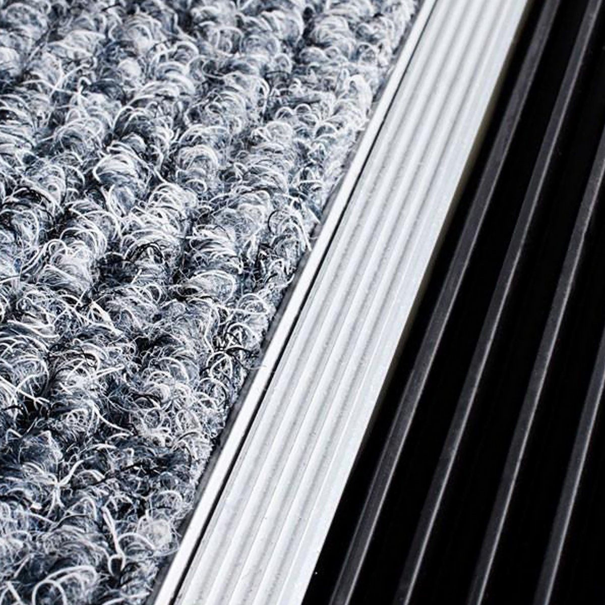 Floordirekt Fußmatte Edelstahlmatte Select Mat Ribbed Textil+Gummi, 2 Größen, Rechteckig, Höhe: 12 mm