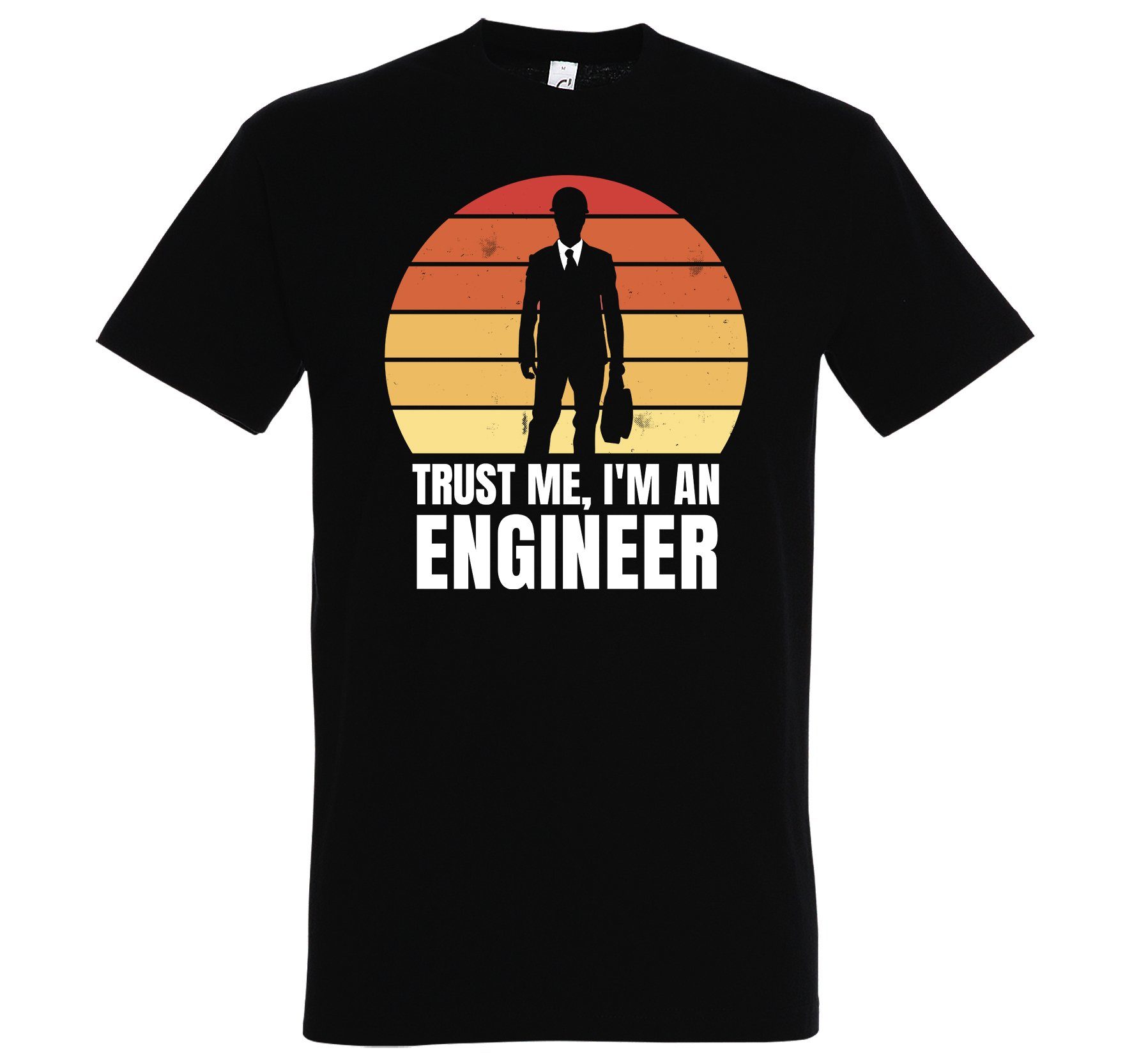 mit Shirt Ingenieur Herren trendigem Schwarz Youth Engineer T-Shirt Designz Frontdruck