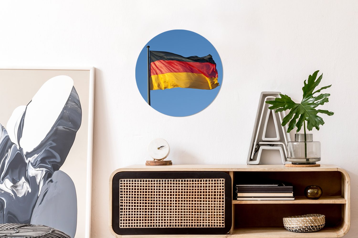 Gemälde cm Forex, Kreis Wohnzimmer, deutschen der 30x30 Foto MuchoWow Wandbild, Rundes Flagge, St), (1 Wanddekoration