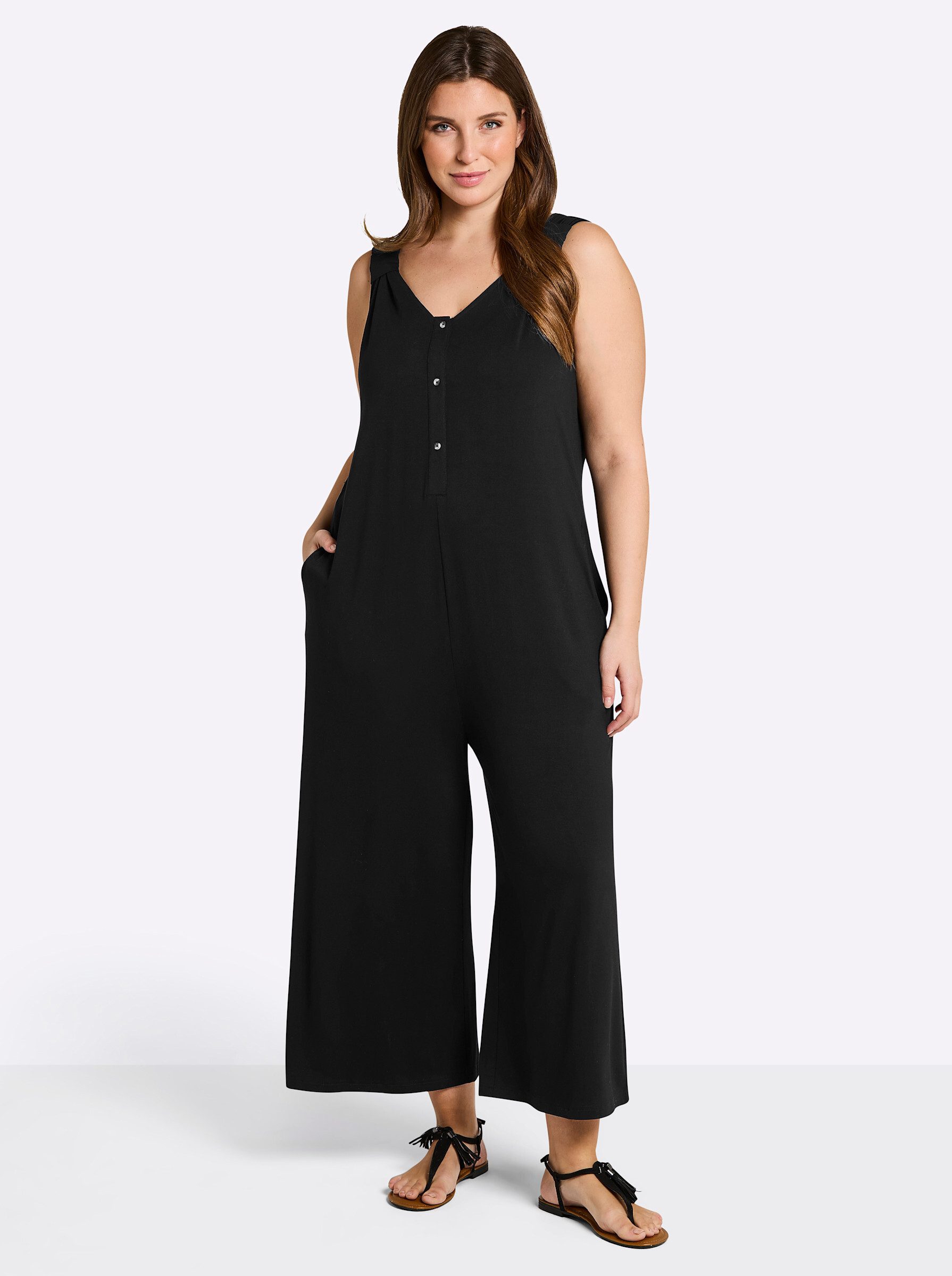 Sheego Strandkleid Jumpsuit Ärmellos