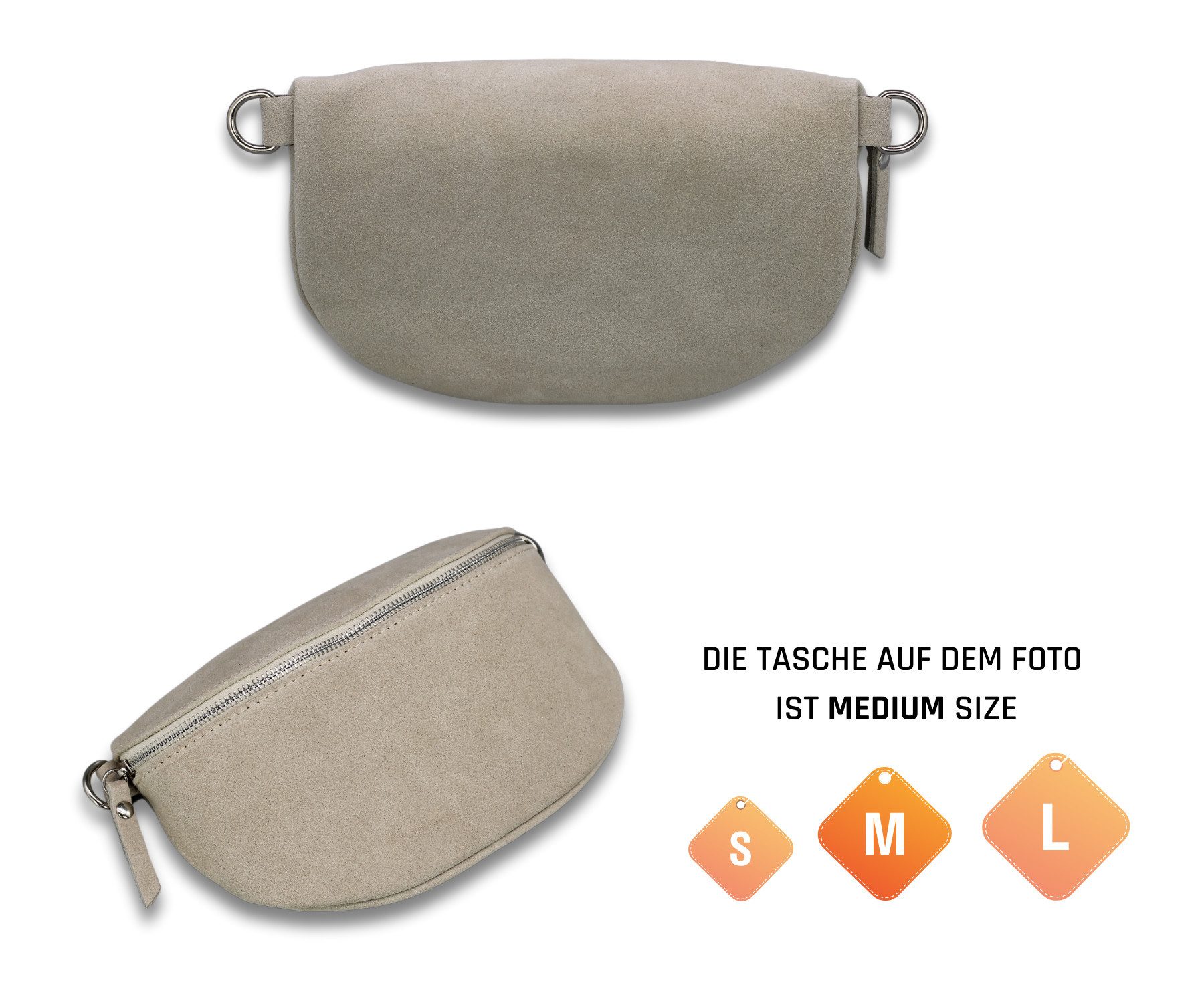 Adel Bags Gürteltasche SUEDE Bauchtasche für Damen aus echtem Wildleder, Beige