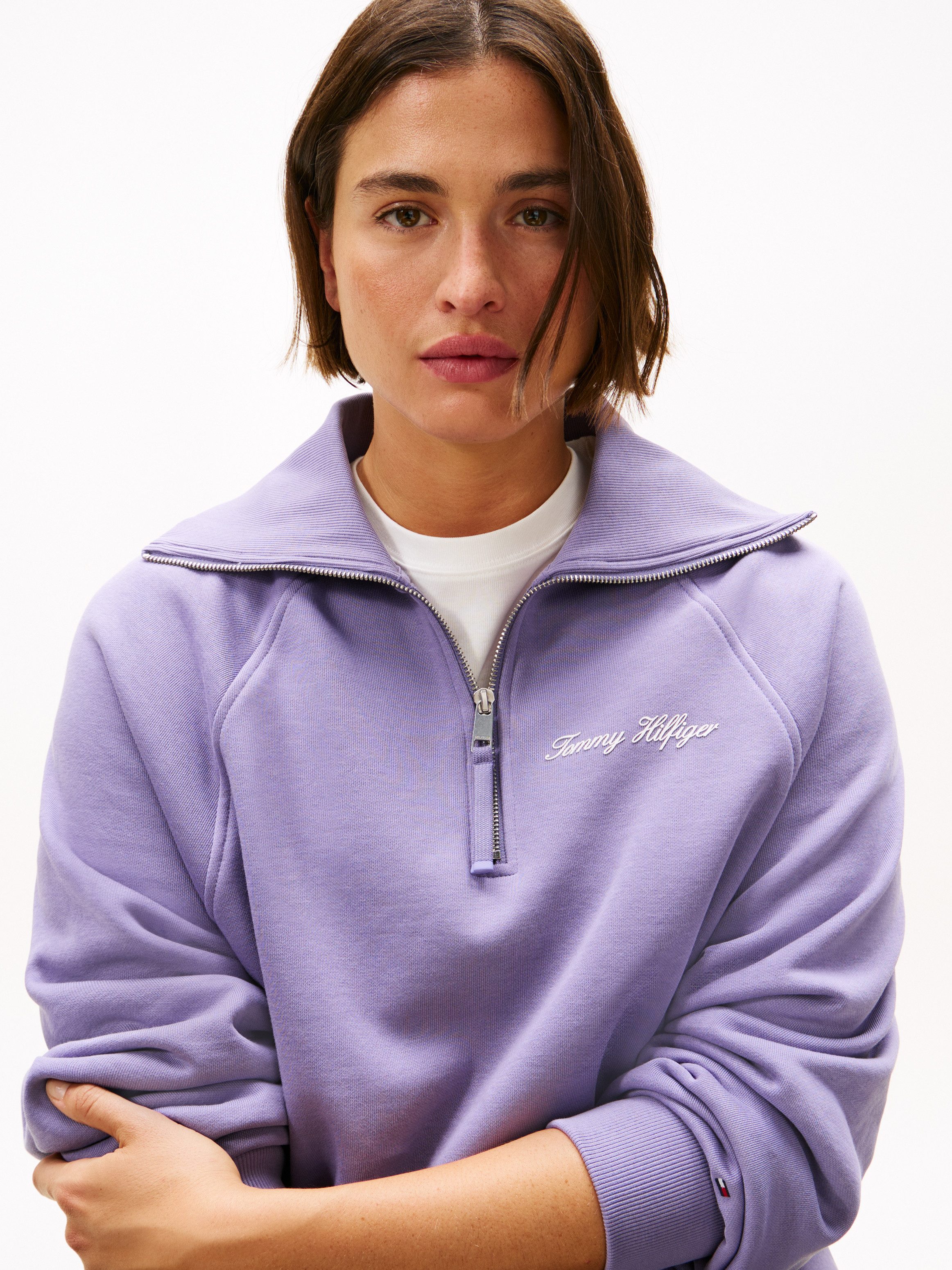 Tommy Hilfiger Curve Sweatshirt CRV CLASSIC SCRIPT FLEECE 1/2ZIP in großen günstig online kaufen