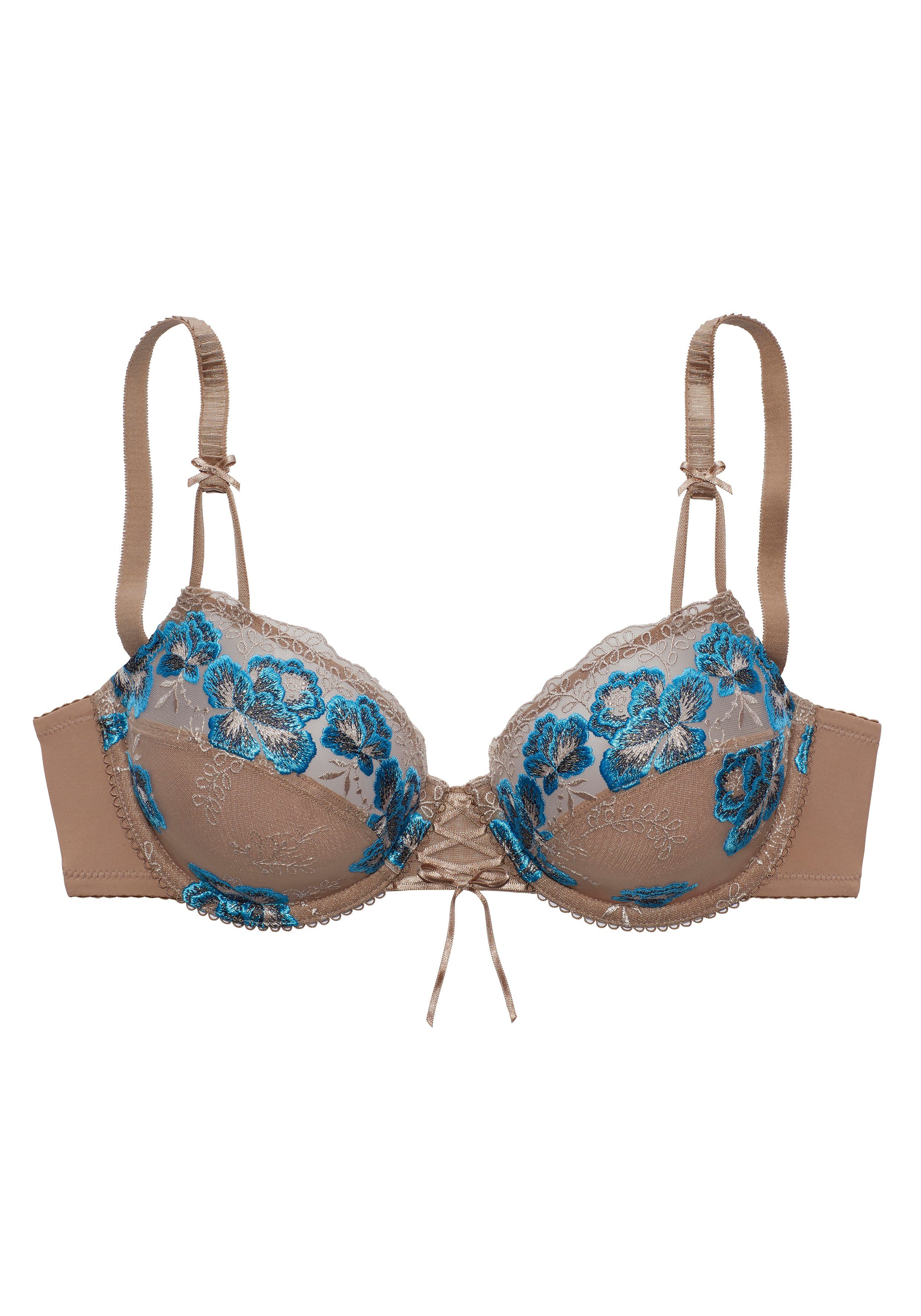 Nuance Bügel-BH mit floraler Stickereispitze und edler Schnürung, Dessous. Reduzierter Preis € 24,99. Unverbindliche Preisempfehlung € 29,99
