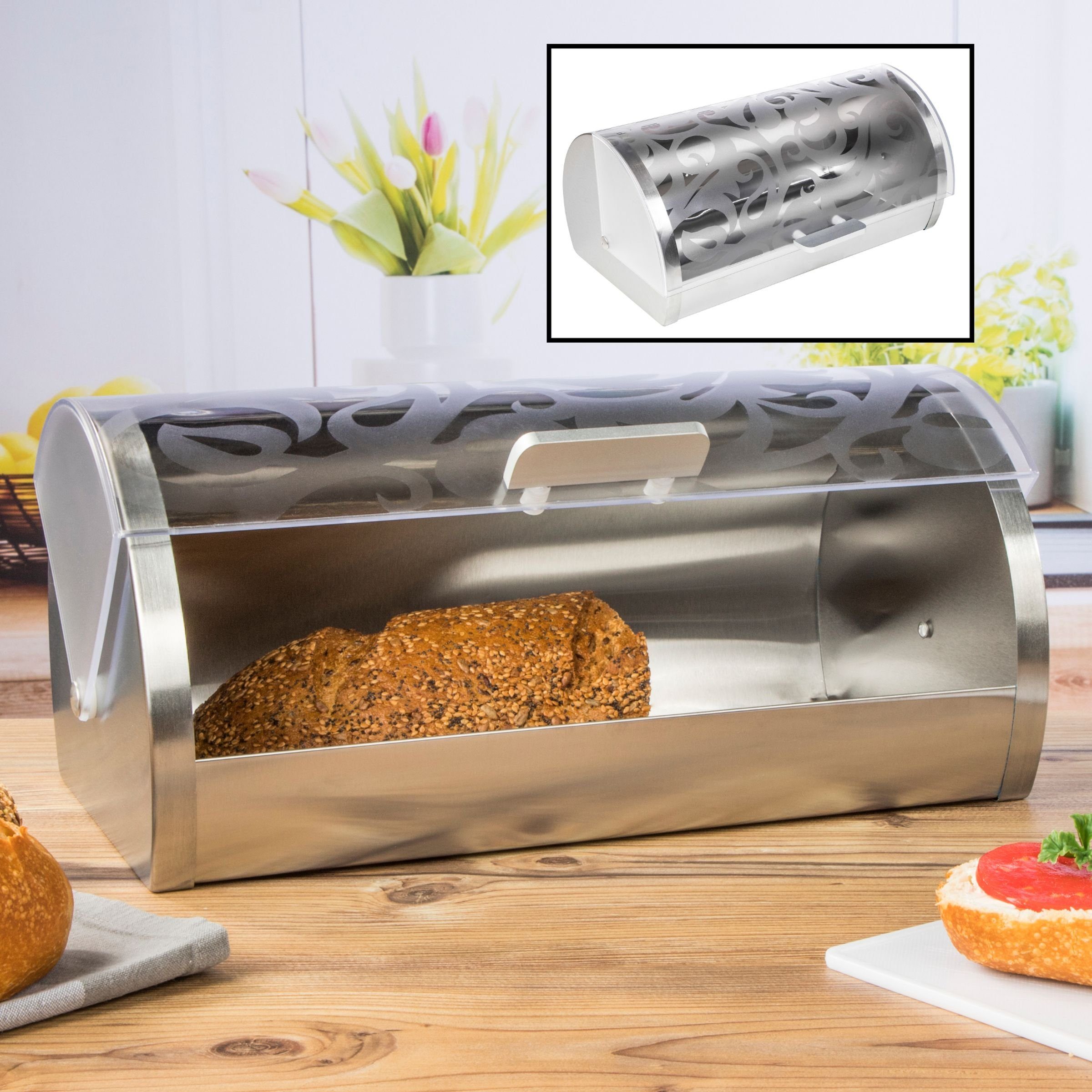 Gravidus Brotkasten Brotkasten Frischhaltebox & Blumenmotiv mit