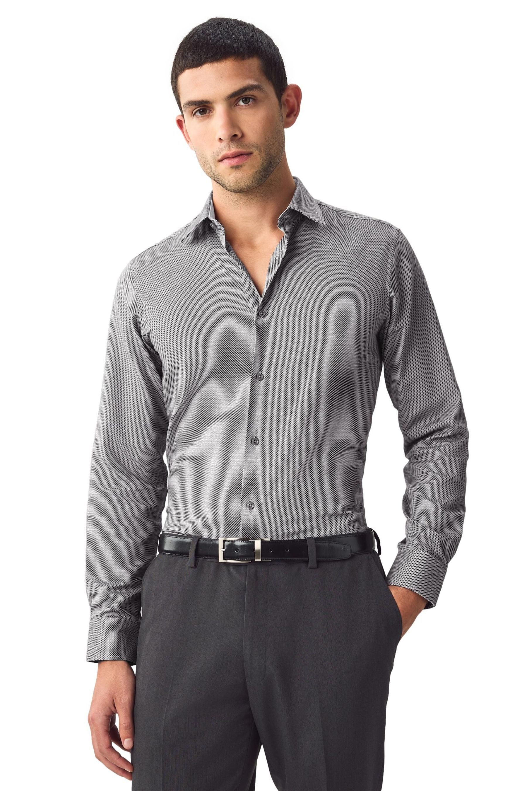 Langarmhemd Pflegeleichtes Slim Fit Hemd mit Paspeln
