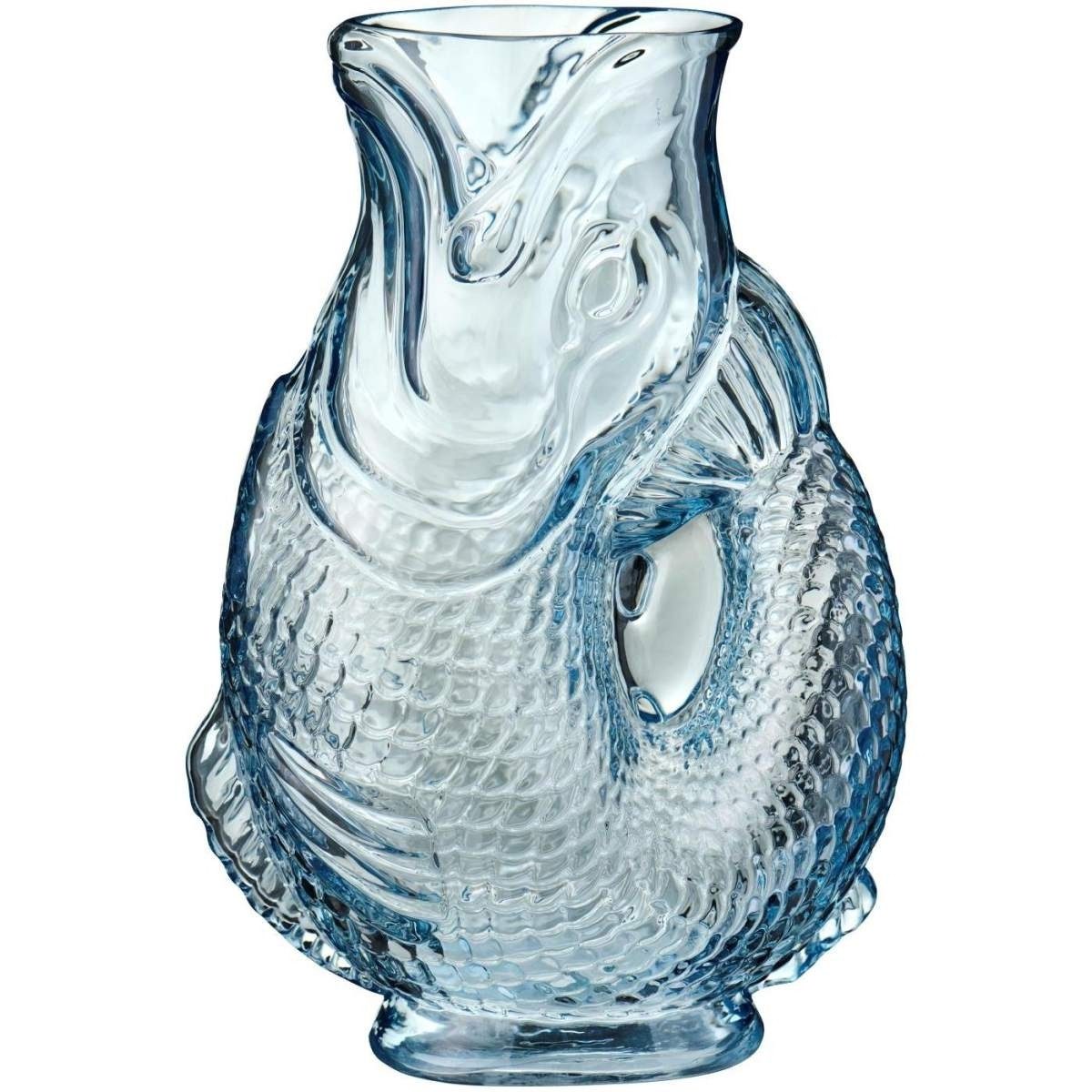 Ib Laursen Dekovase Fisch-Vase aus Glas blau – maritime Deko 16 x 10 x 24 cm