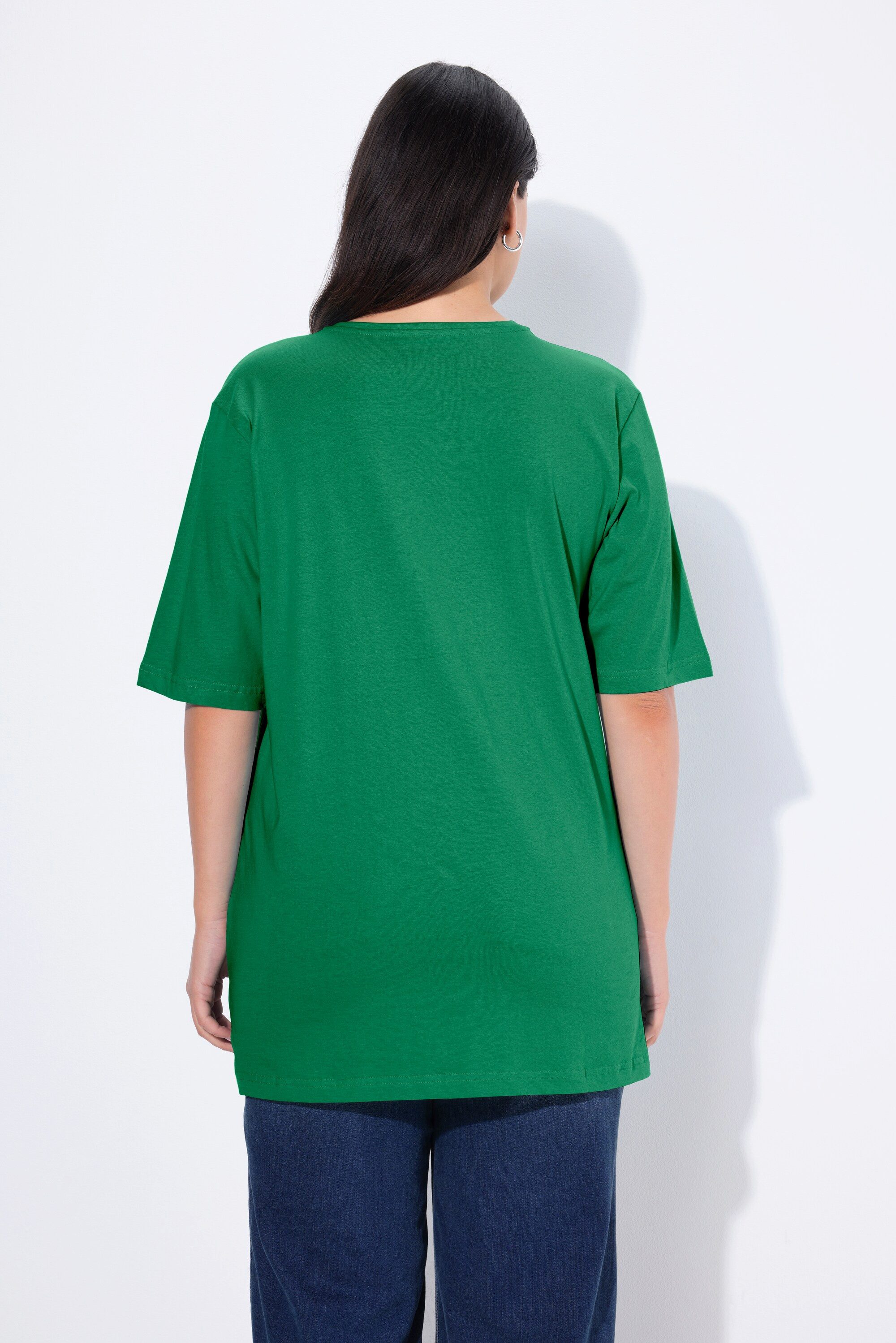 Ulla Popken T-Shirt T-Shirt V-Ausschnitt Relaxed Halbarm