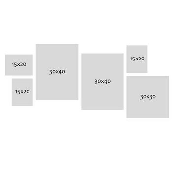 PHOTOLINI Bilderrahmen 6er Set Aluminium Modern Schmal 15x20, 30x30 und 30x40 cm