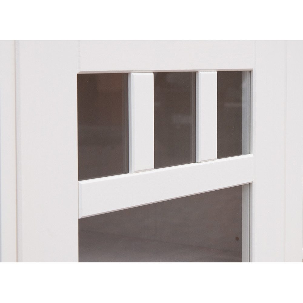 Lomadox Vitrine BORMIO-163 Massivholz, weiß mit Eiche Optik, 90 cm breit