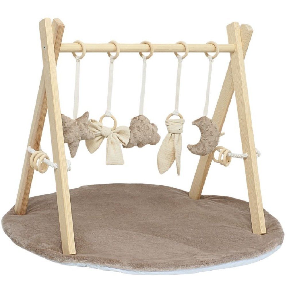 Baby Gym Baby Gym mit Matte - Spielbogen Baby Holz - Holzspielzeug Montessori