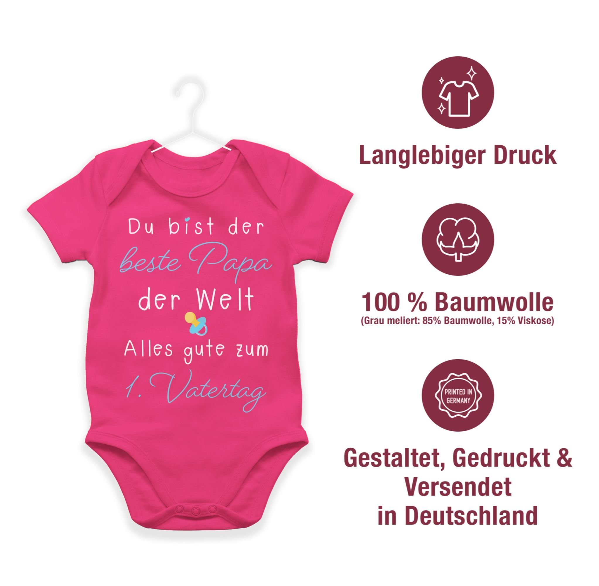 Fuchsia - Vatertag der Papa Baby Welt Shirtracer der Vatertag Du beste 1. 3 Shirtbody Geschenk bist