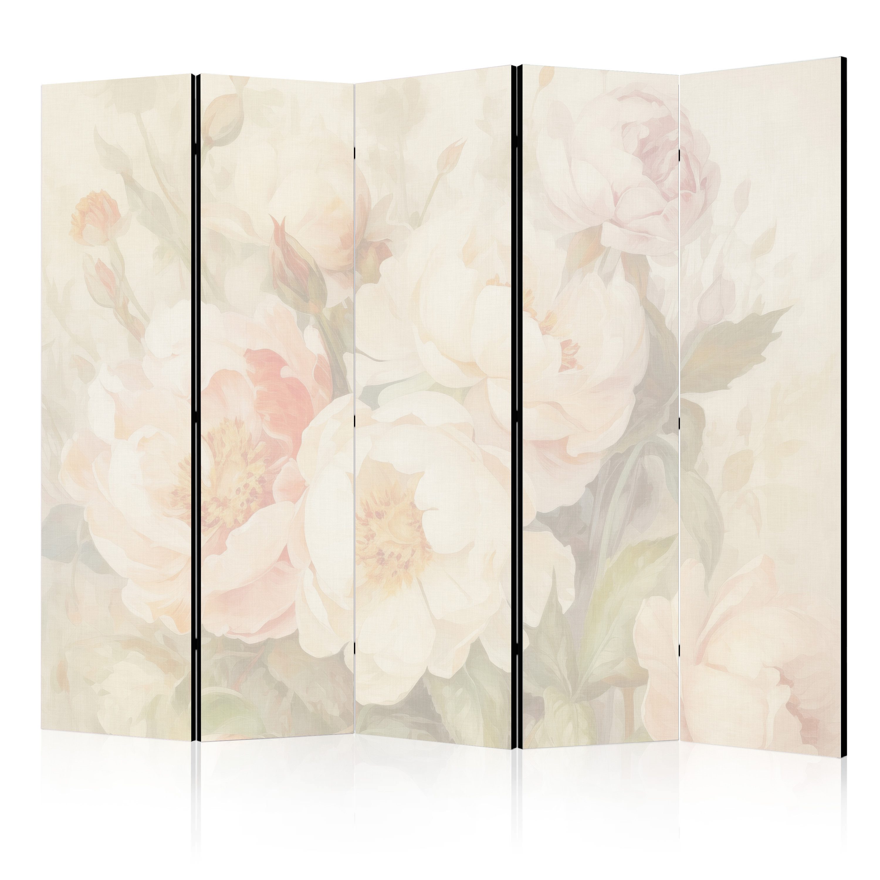 Muralo Paravent 5-teilig Raumteiler klappbar Pfingstrosen Blumen (Packung, 1 St., 225x172 cm), 3 Varianten, für das Schlafzimmer, das Wohnzimmer