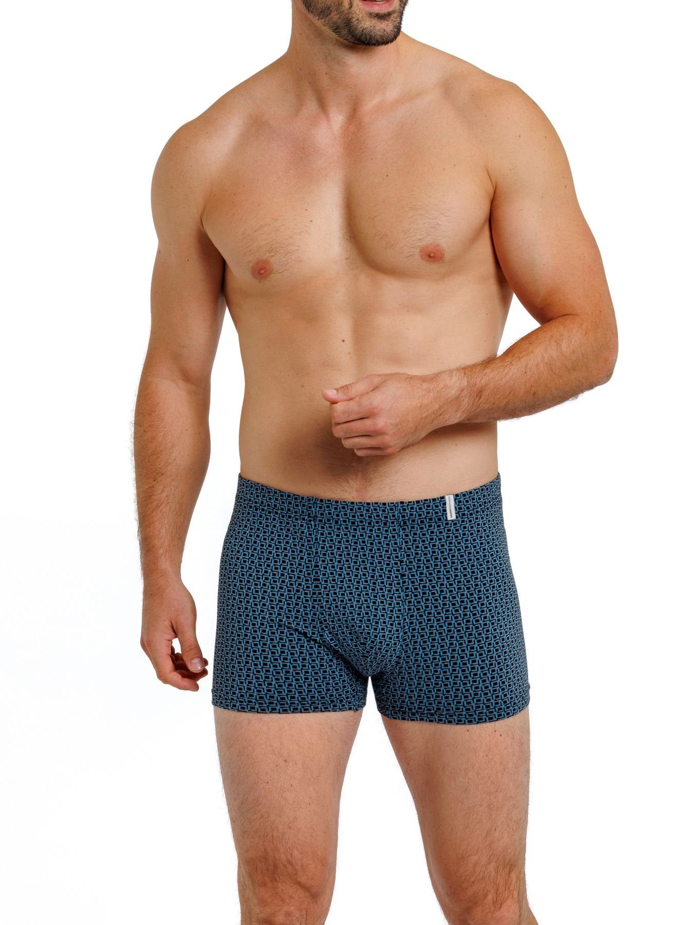 2er (Packung, 1919 2-St., pflegeleicht, Retro formbeständig, Pack) Pants Pants Herren Bodywear 77263413-schwarz/print Optimale Passform, strapazierfähig HAASIS