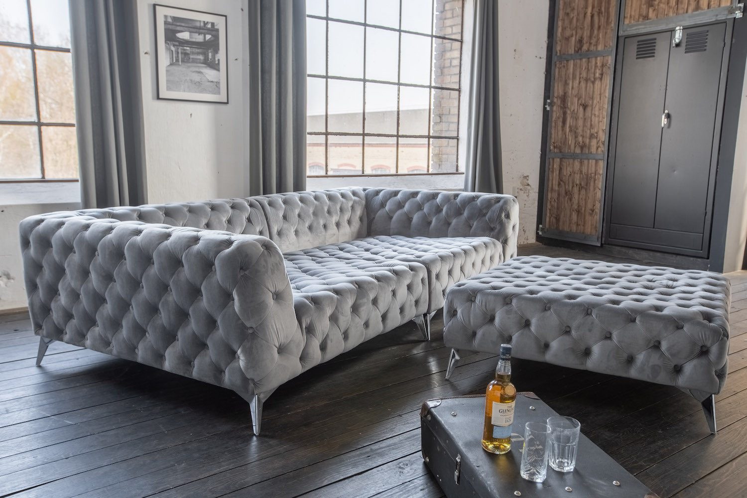 KAWOLA Big-Sofa NARLA, Couch Chesterfield Velvet, günstig online kaufen