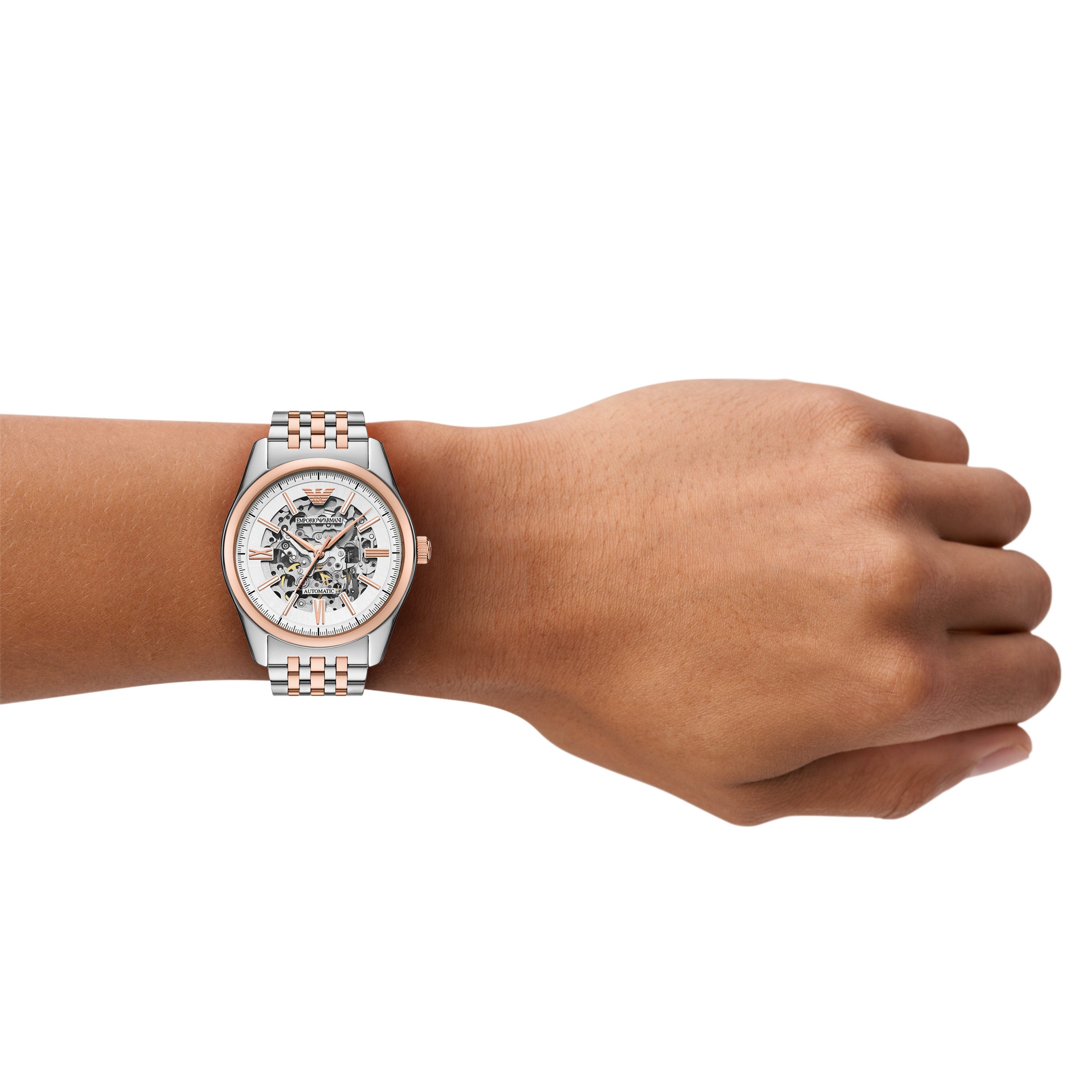 Emporio Armani Automatikuhr AR60092, Armbanduhr, Herrenuhr, Mechanische Uhr, Edelstahlarmband, analog – Bild 5 von 5