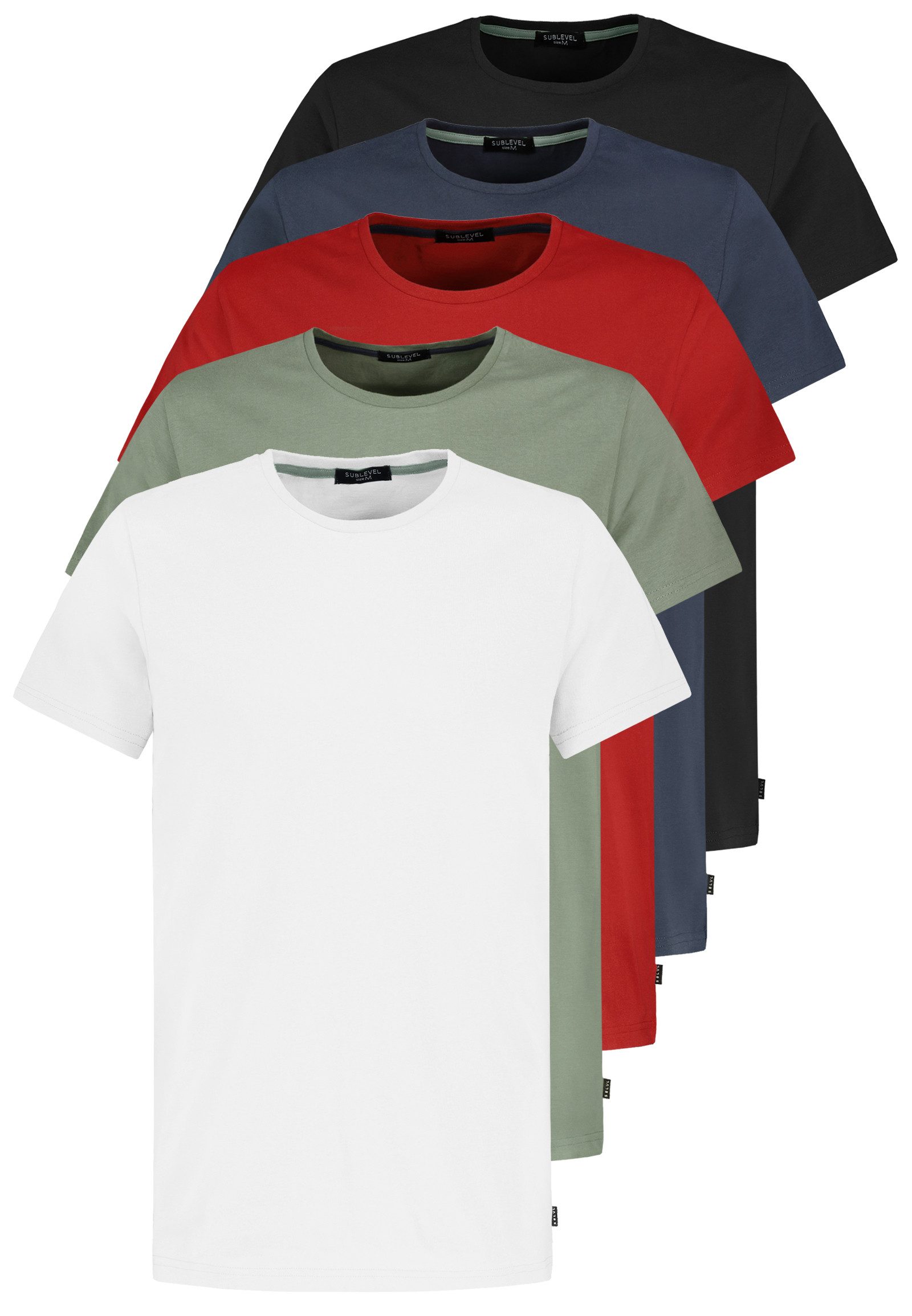 SUBLEVEL T-Shirt Herren Basic Shirt 5er Pack schwarz und weiß (5-tlg) Basic Shirt Sparpack