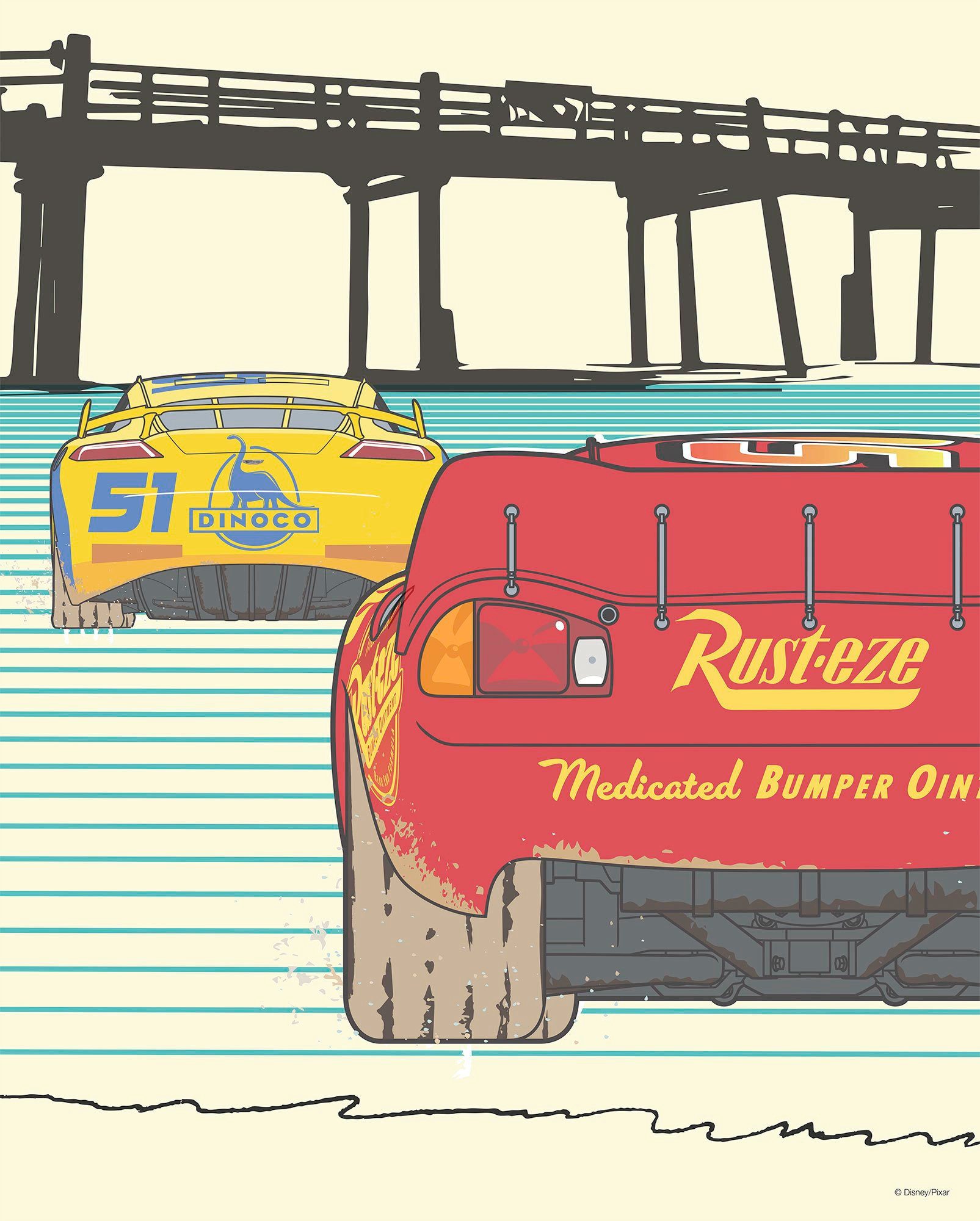 Komar Bild Cars Strengthen Together, Disney (1 St), Wandbild zur Dekoration im Kinderzimmer - ohne Rahmen