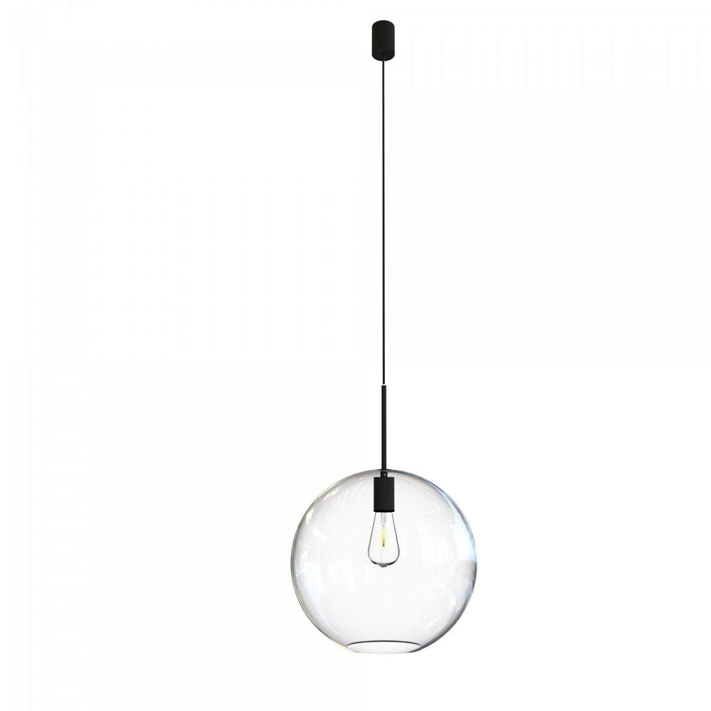 Licht-Erlebnisse Pendelleuchte DARON, ohne Leuchtmittel, Glas Kugel Schirm Ø 35 cm höhenverstellbar Küche Esszimmer