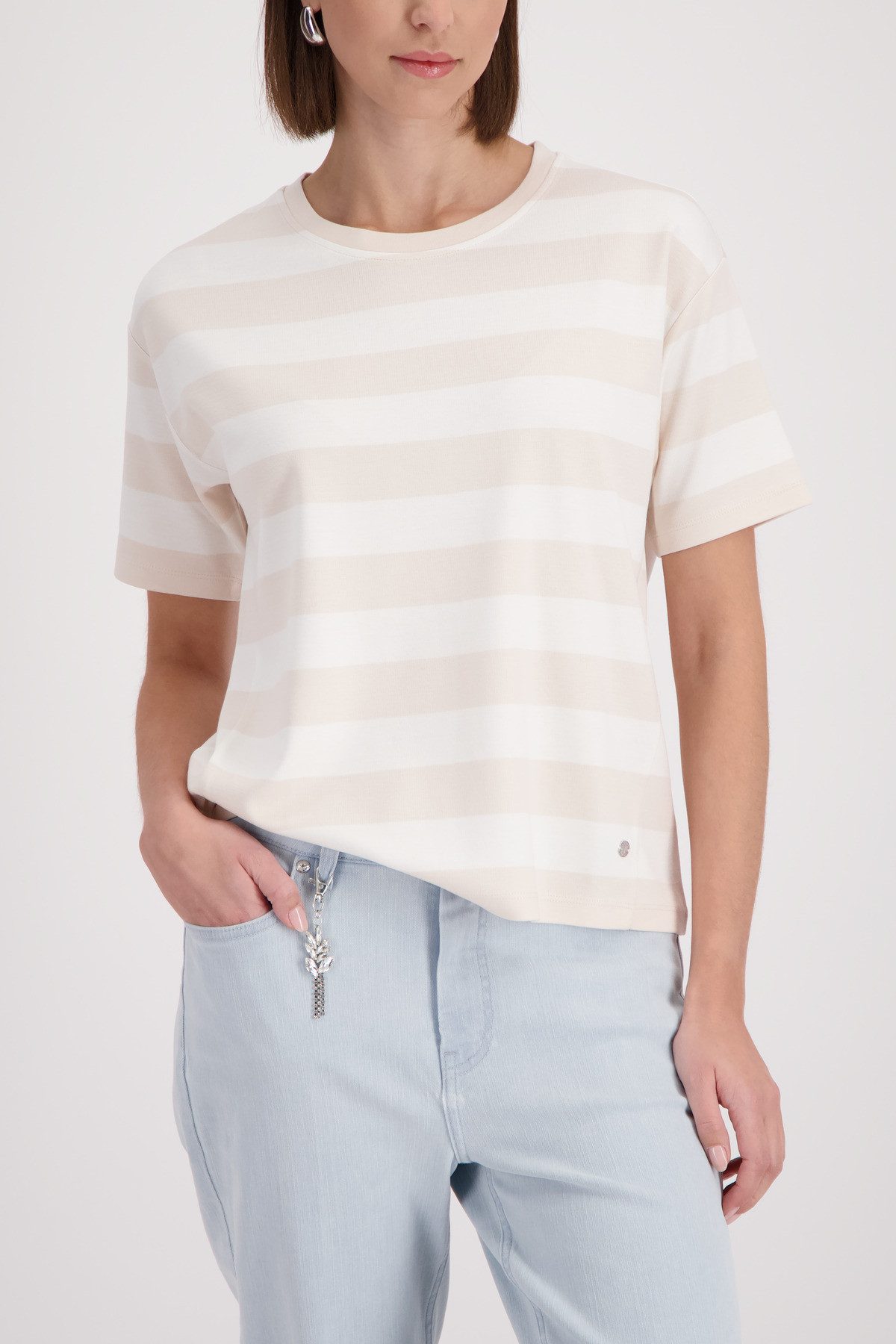 Monari Sweatshirt Sweatshirt Ringel Regular fit mit Rundhalsausschnitt