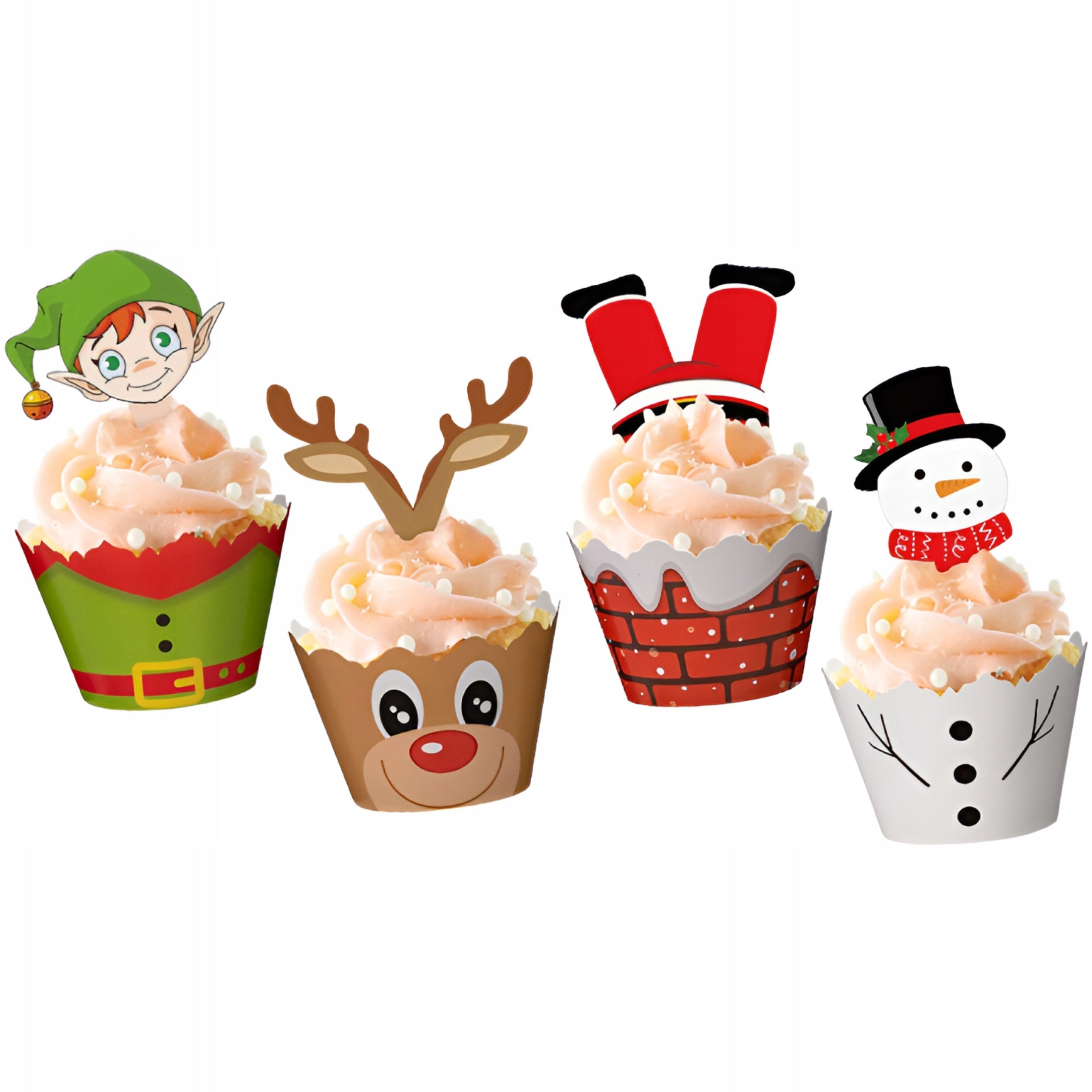 Festivalartikel Muffinform Weihnachten Muffin Deko Set – 24 Cupcake Wrapper + Topper Xmas, (1-tlg)