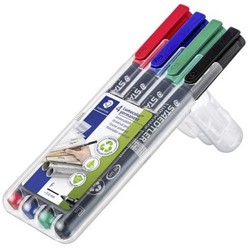 STAEDTLER Permanentmarker Staedtler Lumocolor permanent F DRY SAFE 318 WP4 Permanentmarker Rot