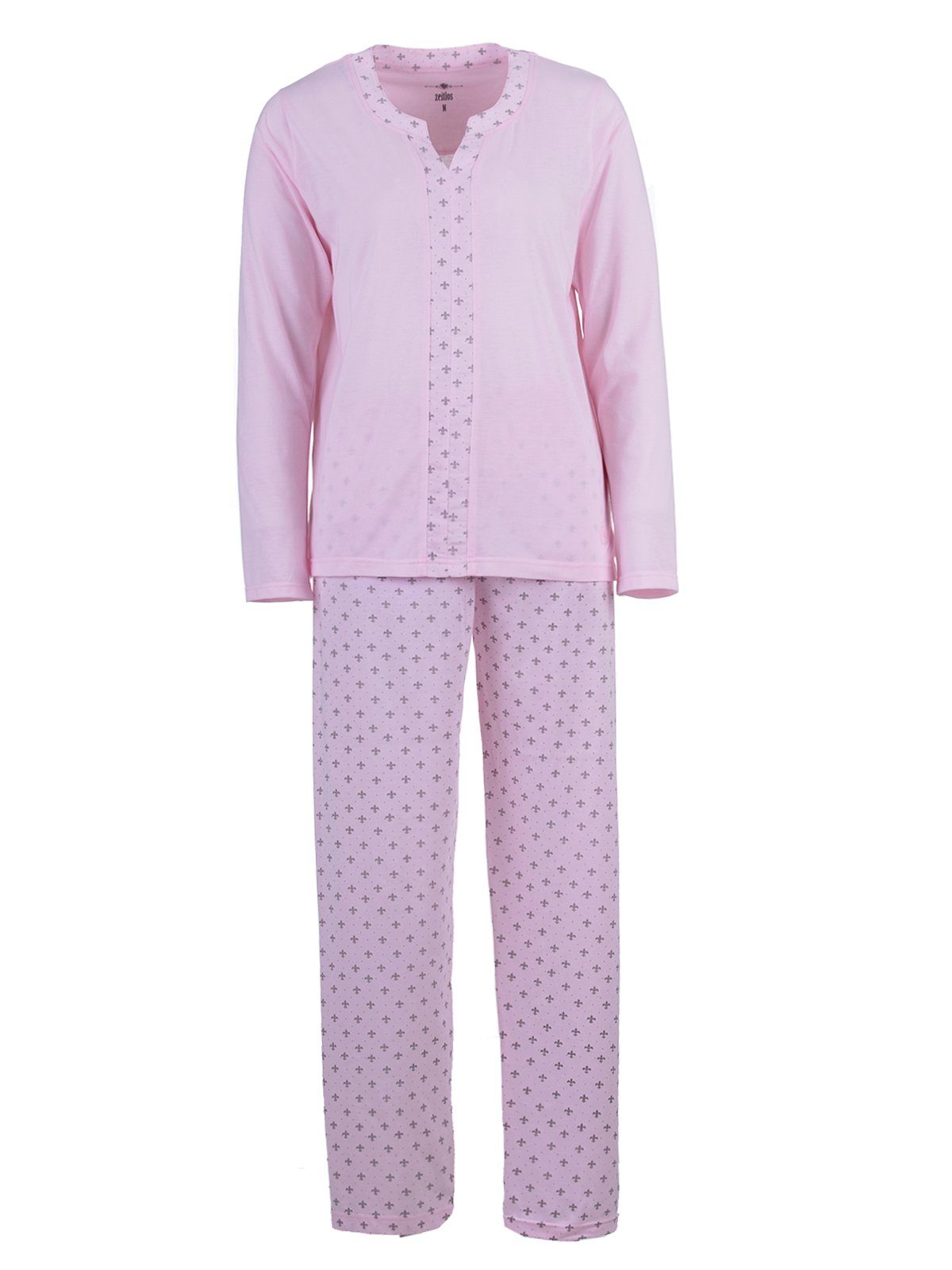 zeitlos Schlafanzug Pyjama Set Langarm Lilie rosa - Borte