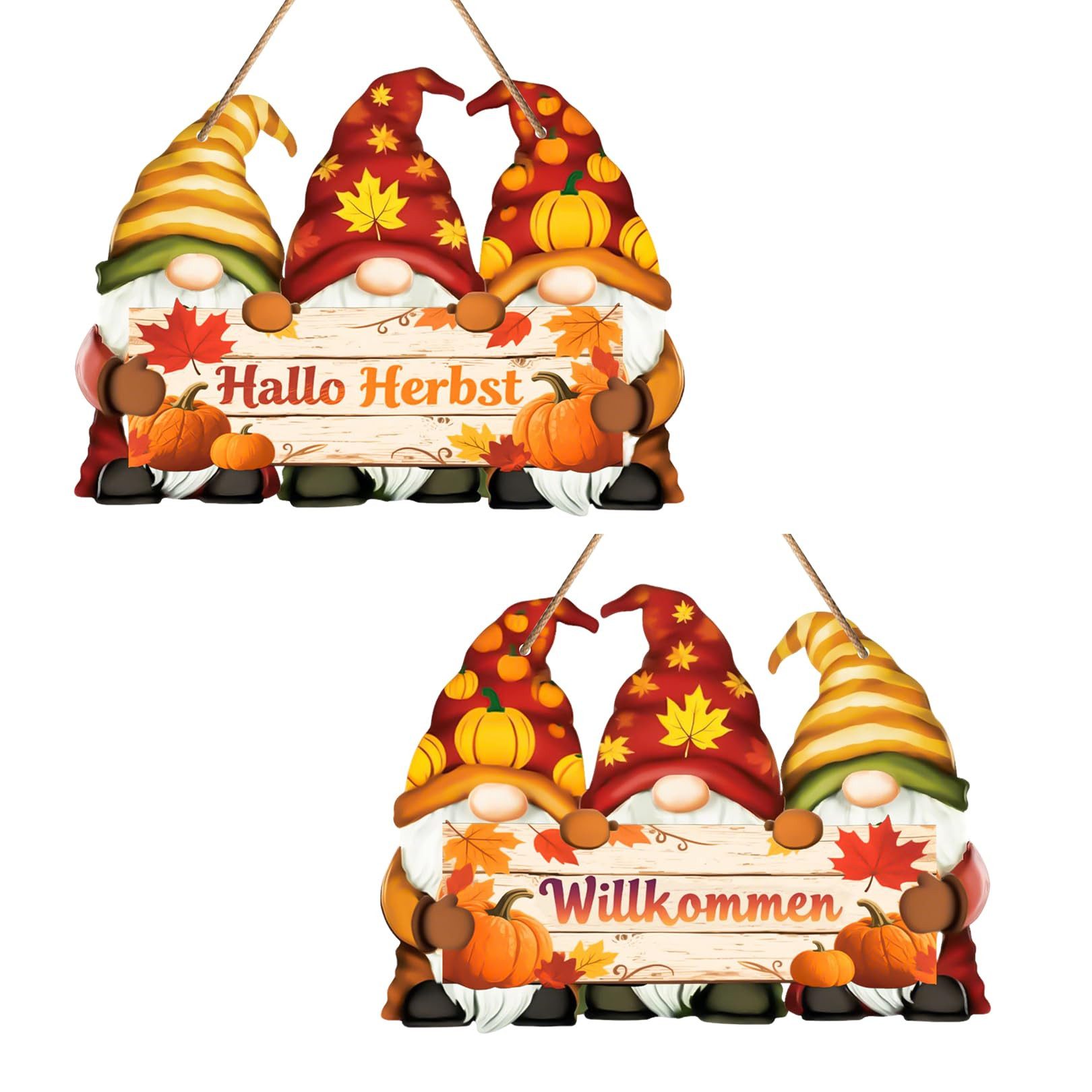 FOUORTUNATE-BEE Hängedekoration Herbstdeko zum Aufhängen, Hallo Herbst Holz Dekohänger (Tür Bunte Bemalt Fensterhänger, Willkommen Herbst Deko Innen und Draußen Bastelset, mit Schnur, zum Aufhängen Erntedankfest, 1 St)