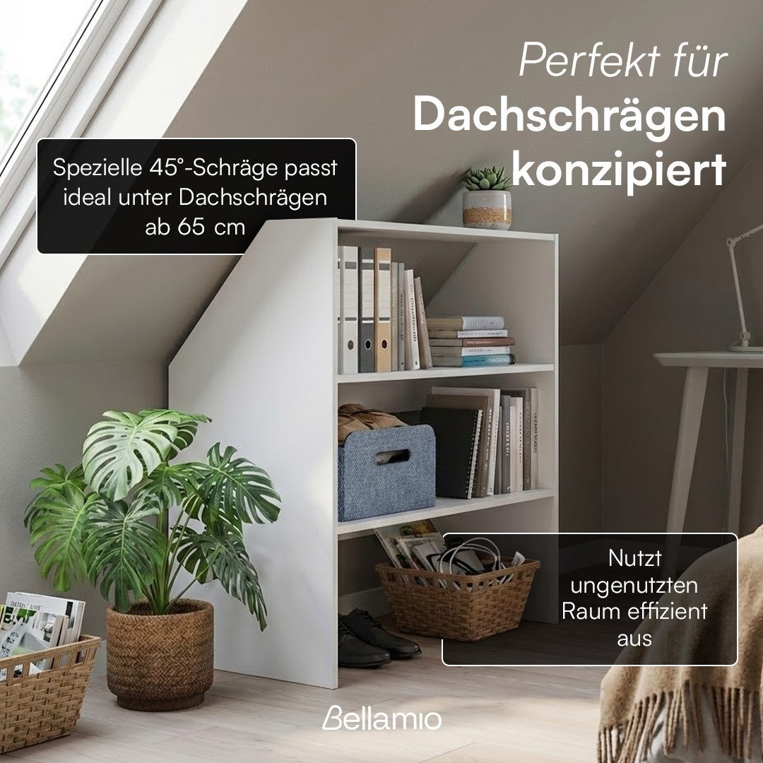 Bellamio Regal Aland Dachschrägenregal 45 Grad-Winkel, Weiß, 90 cm breit, verfügbar mit & ohne Türen